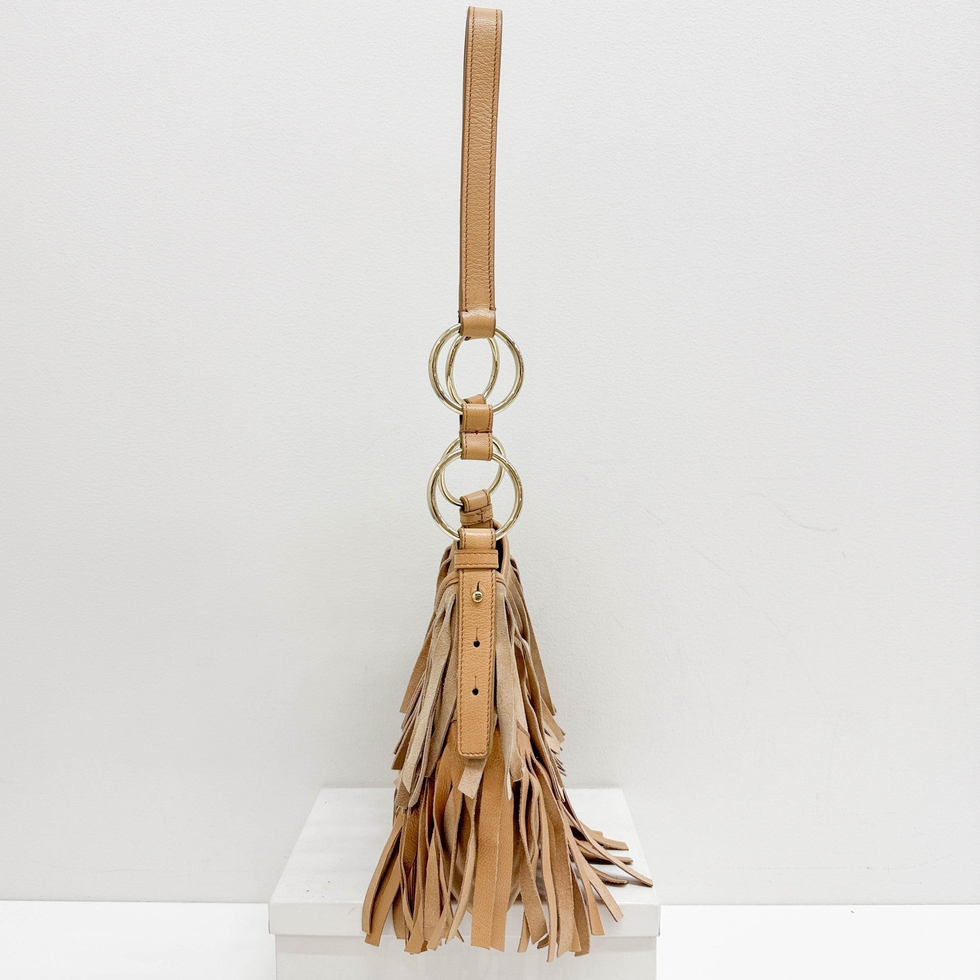 Mini La Boheme Fringe Tan Suede Shoulder Bag
