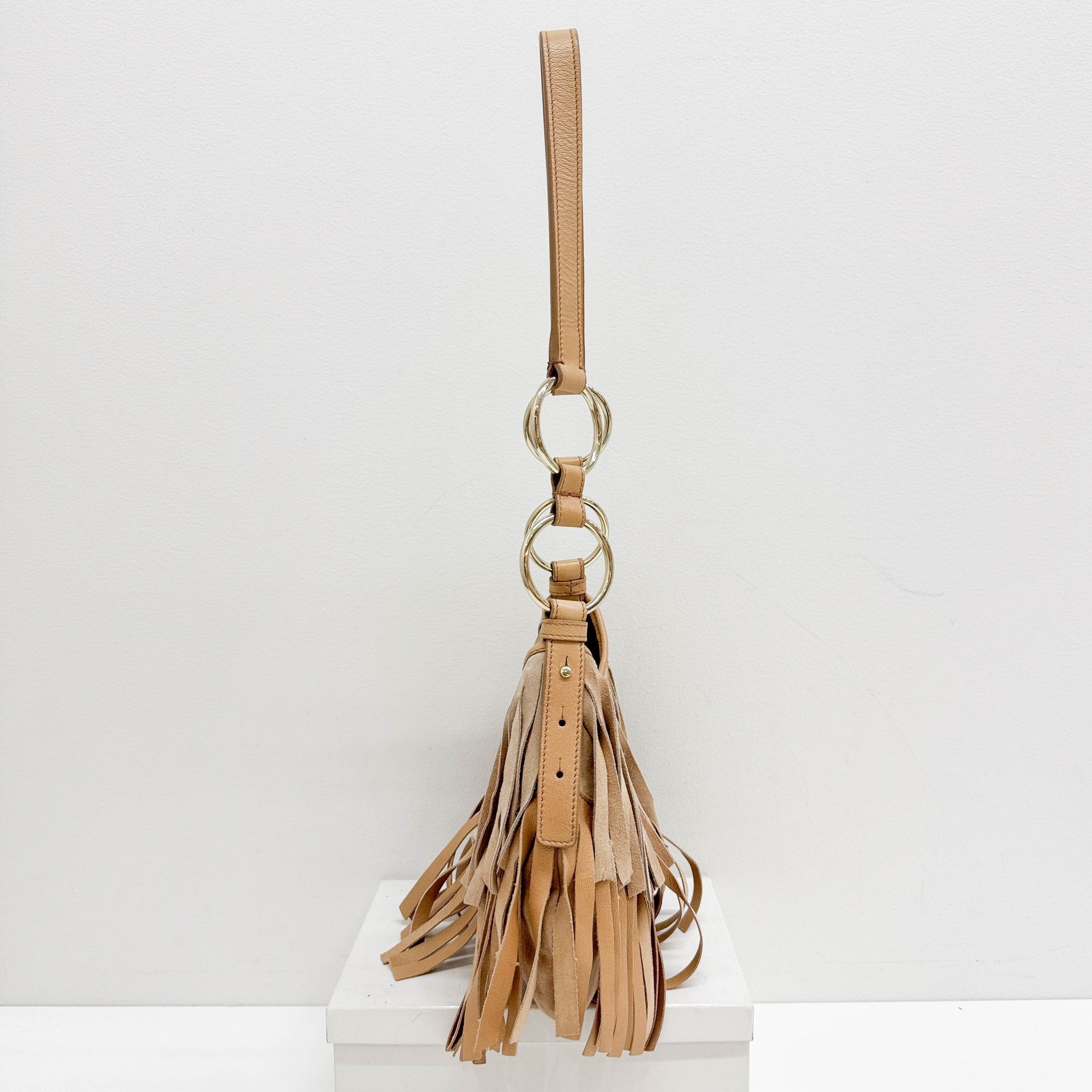 Mini La Boheme Fringe Tan Suede Shoulder Bag