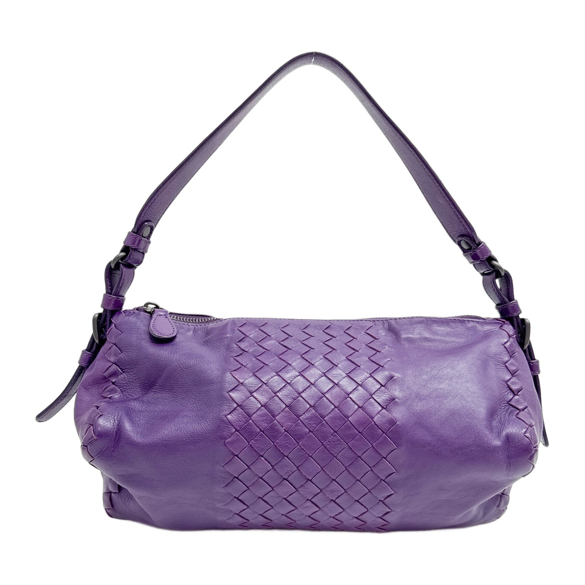 Intrecciato Purple Leather Shoulder Bag