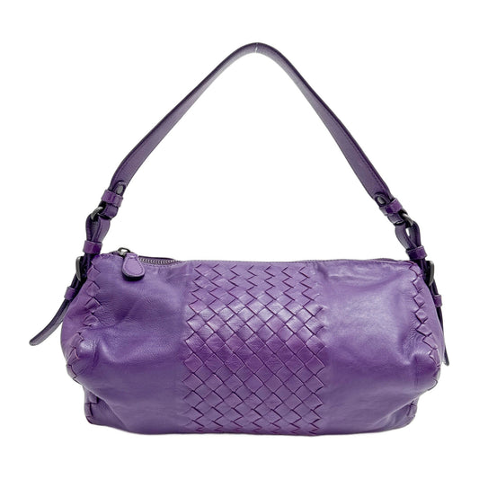 Intrecciato Purple Leather Shoulder Bag