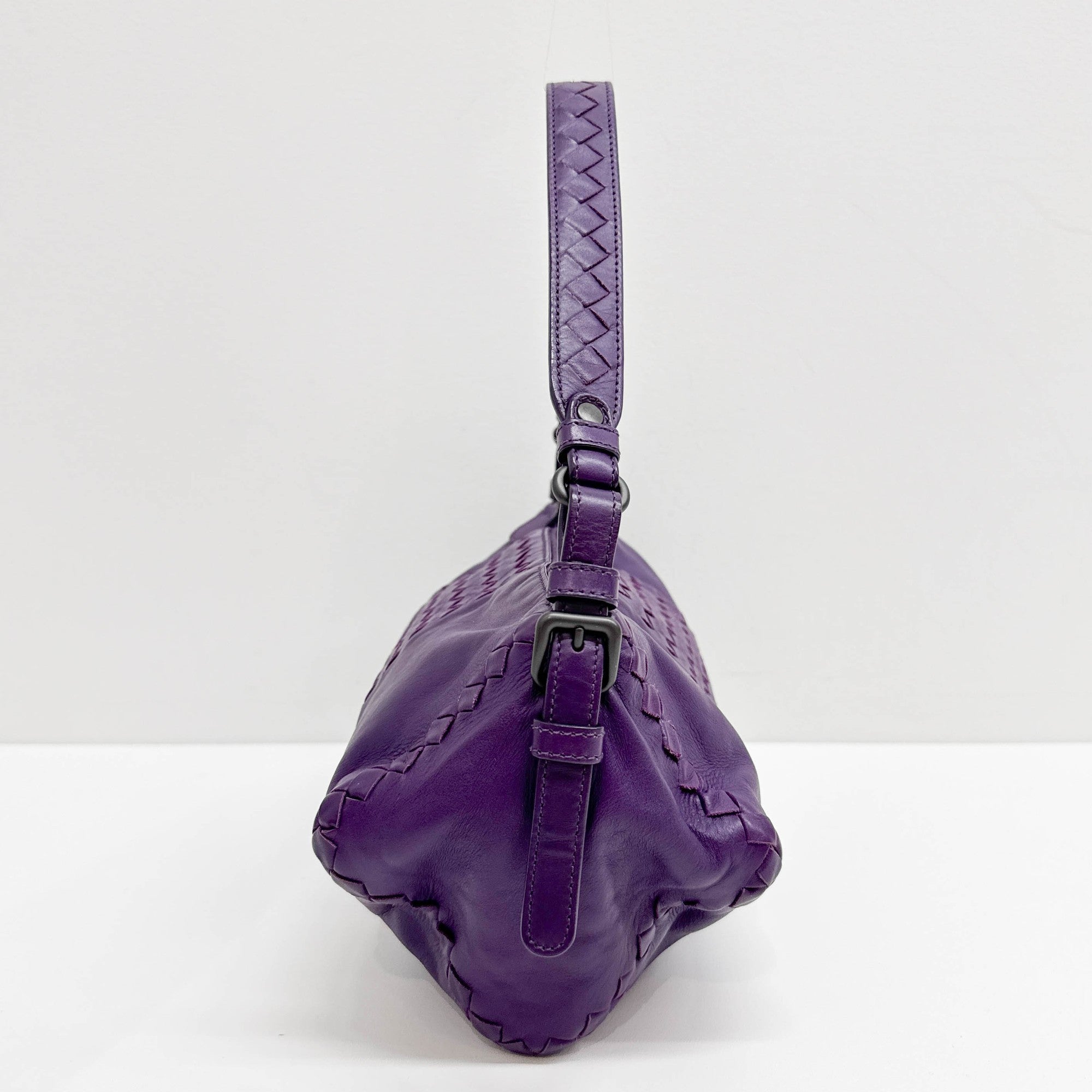 Intrecciato Purple Leather Shoulder Bag