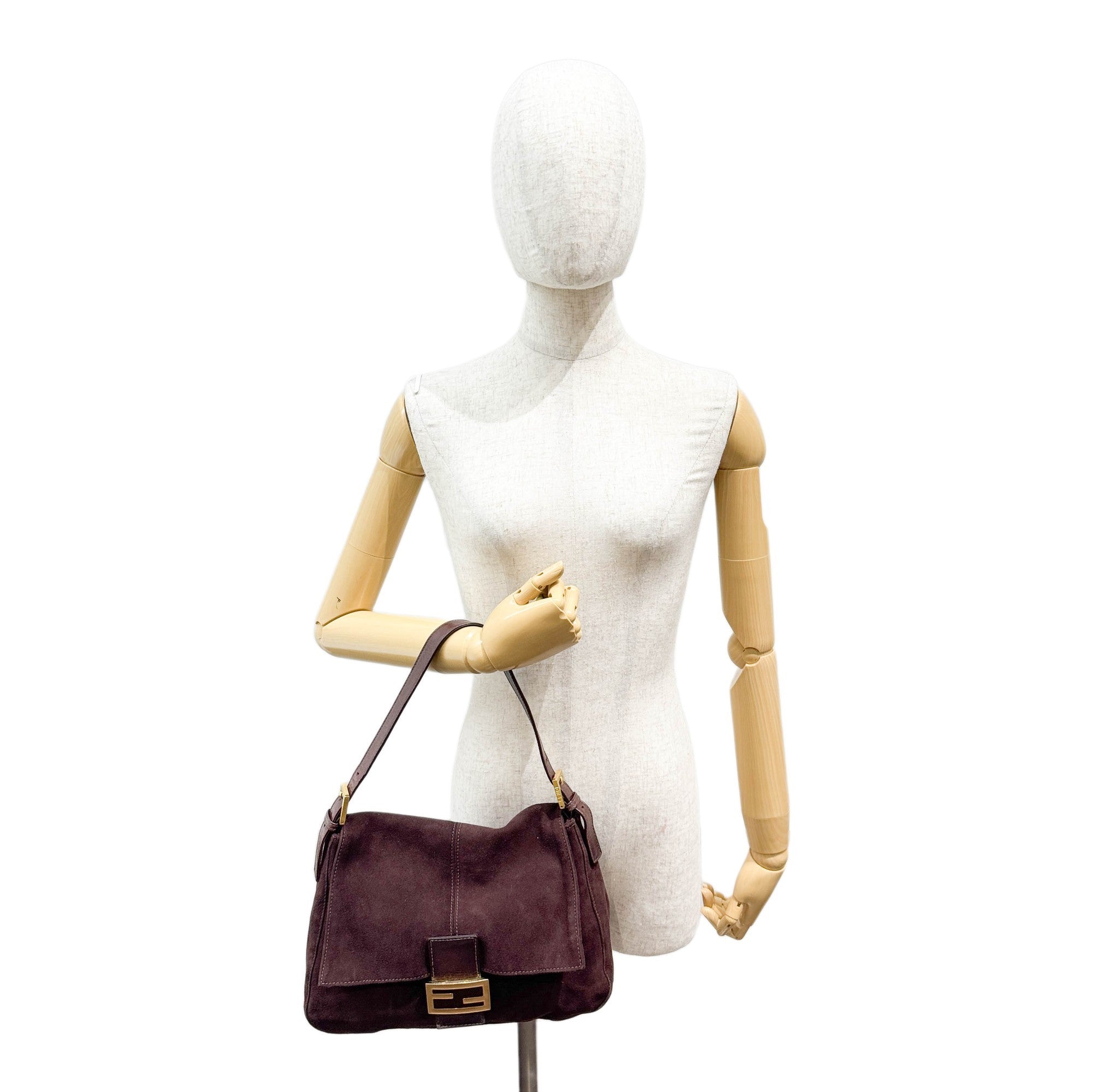 Mamma Baguette Brown Suede Shoulder Bag