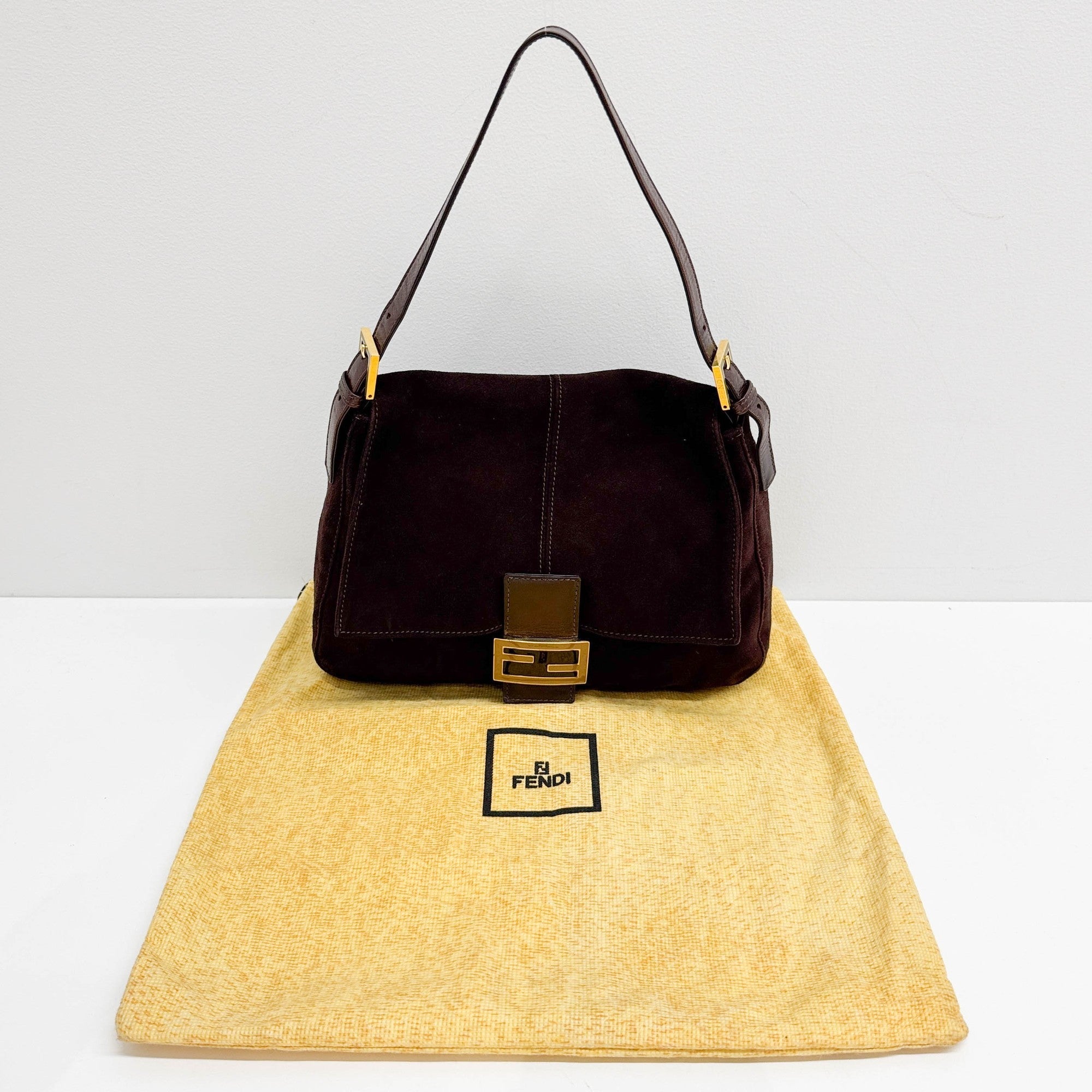 Mamma Baguette Brown Suede Shoulder Bag