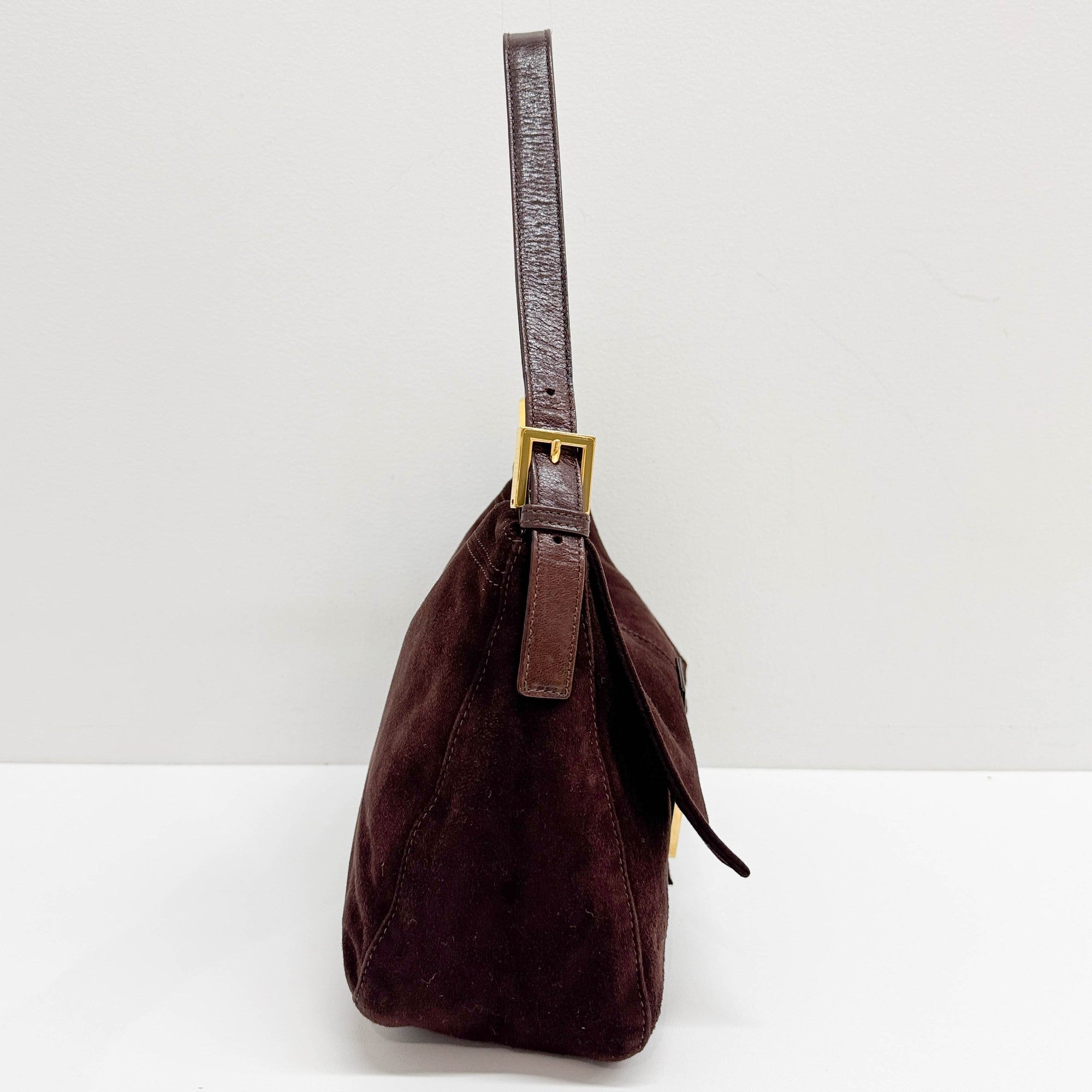 Mamma Baguette Brown Suede Shoulder Bag