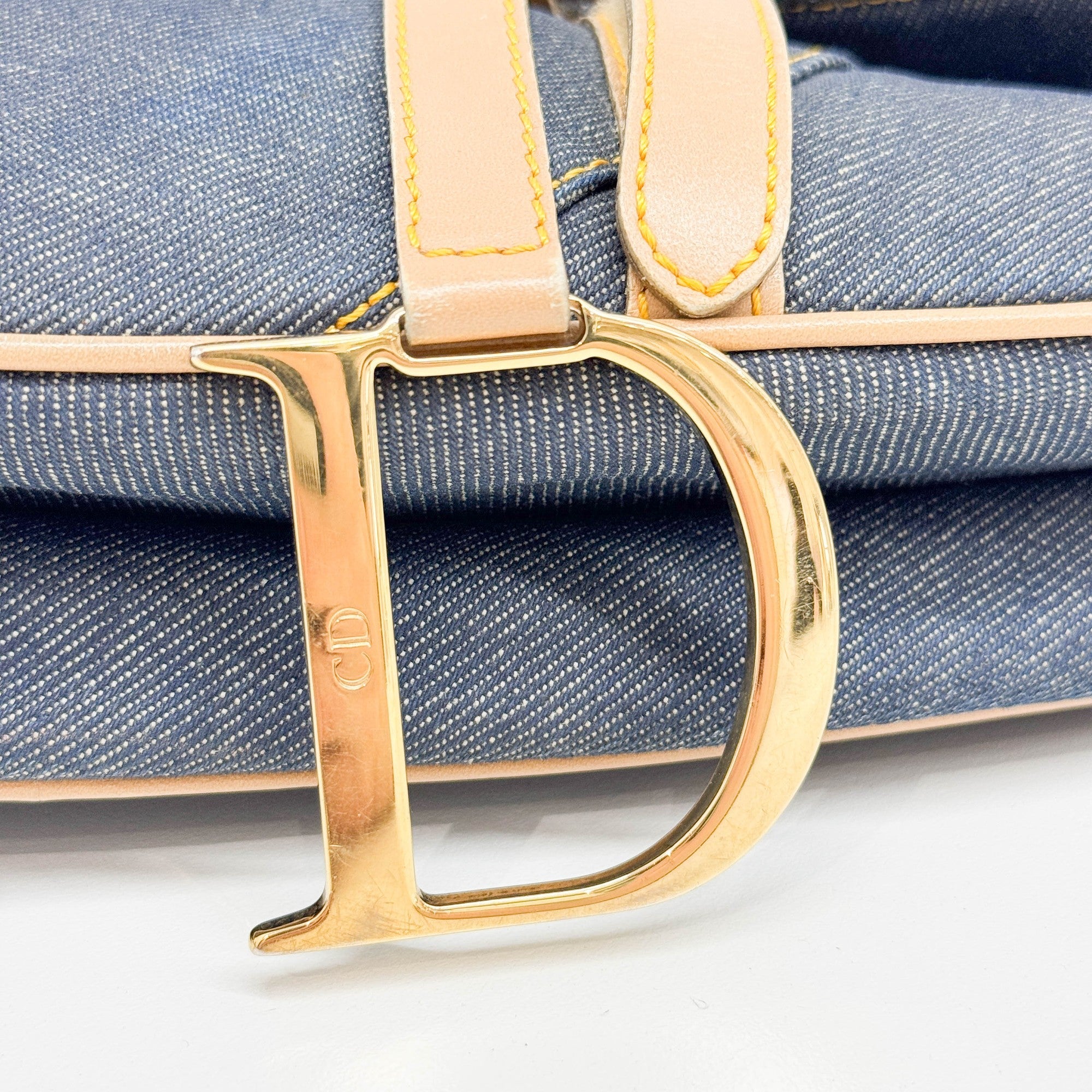 Saddle Blue Denim Shoulder Bag