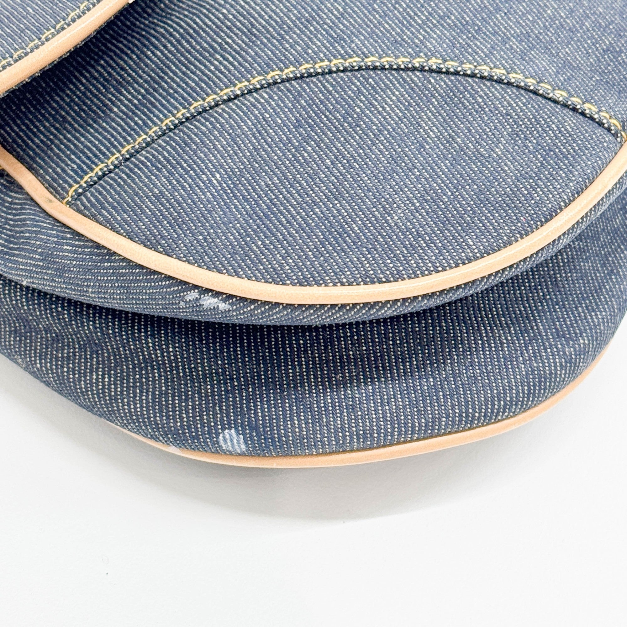 Saddle Blue Denim Shoulder Bag