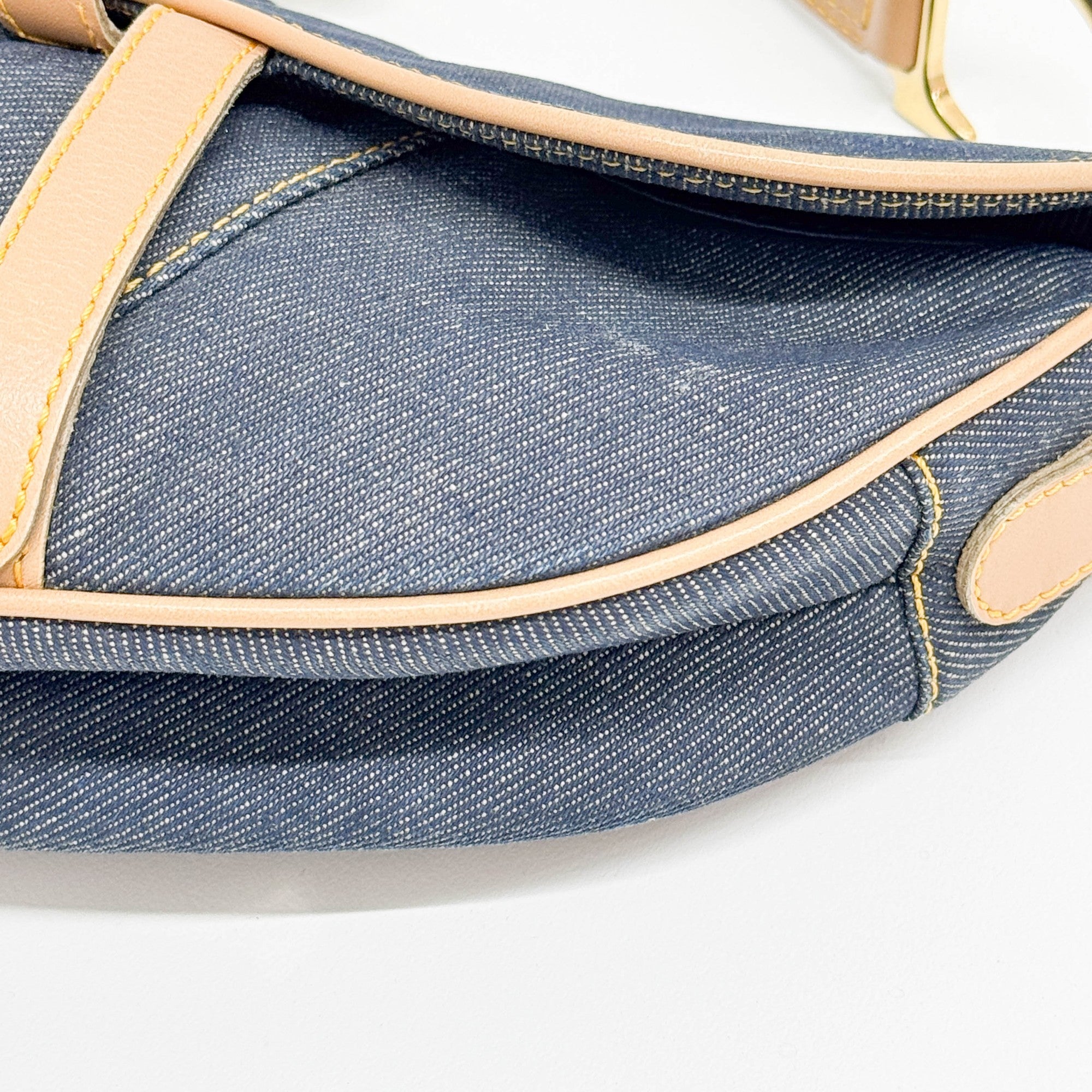 Saddle Blue Denim Shoulder Bag