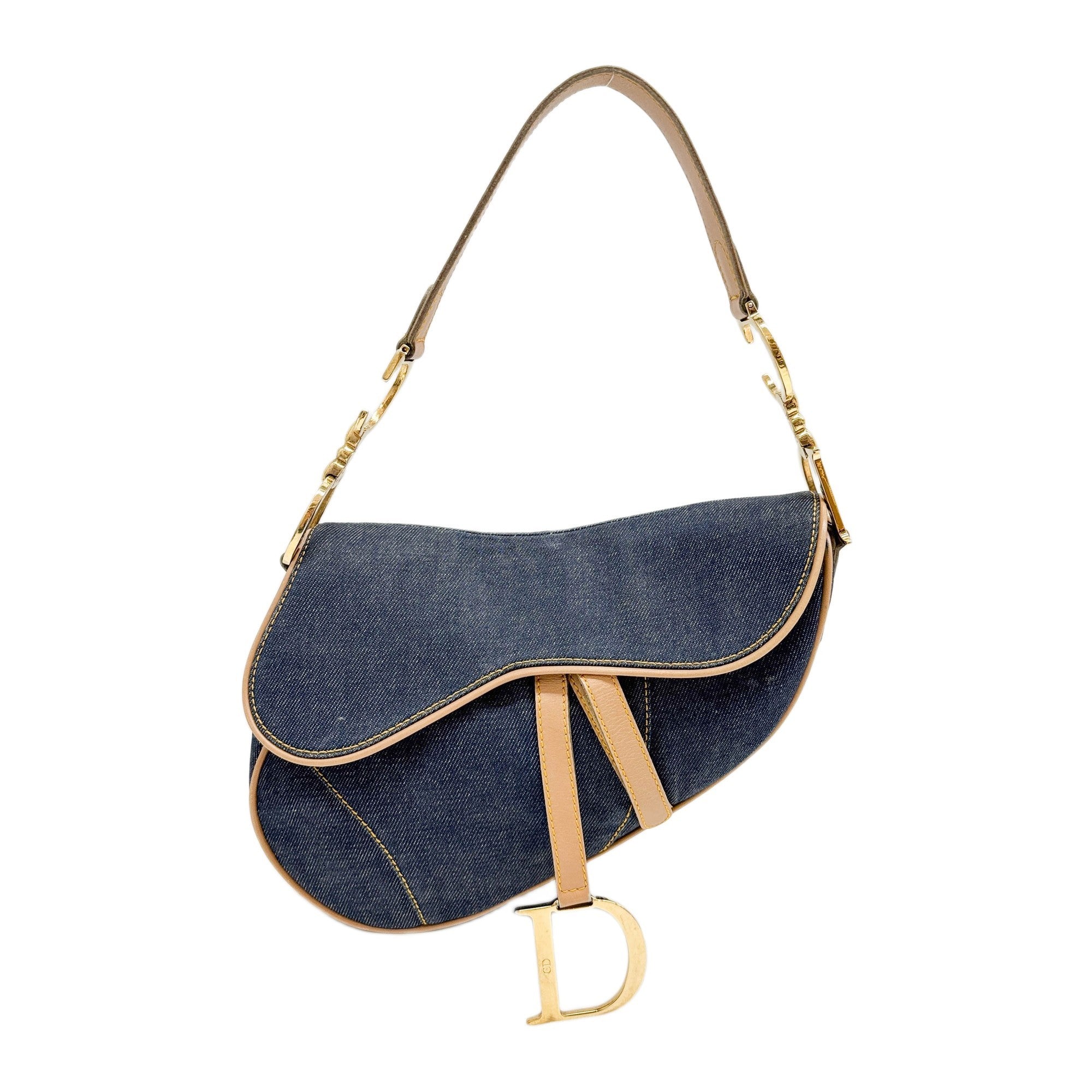 Saddle Blue Denim Shoulder Bag