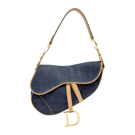 Saddle Blue Denim Shoulder Bag