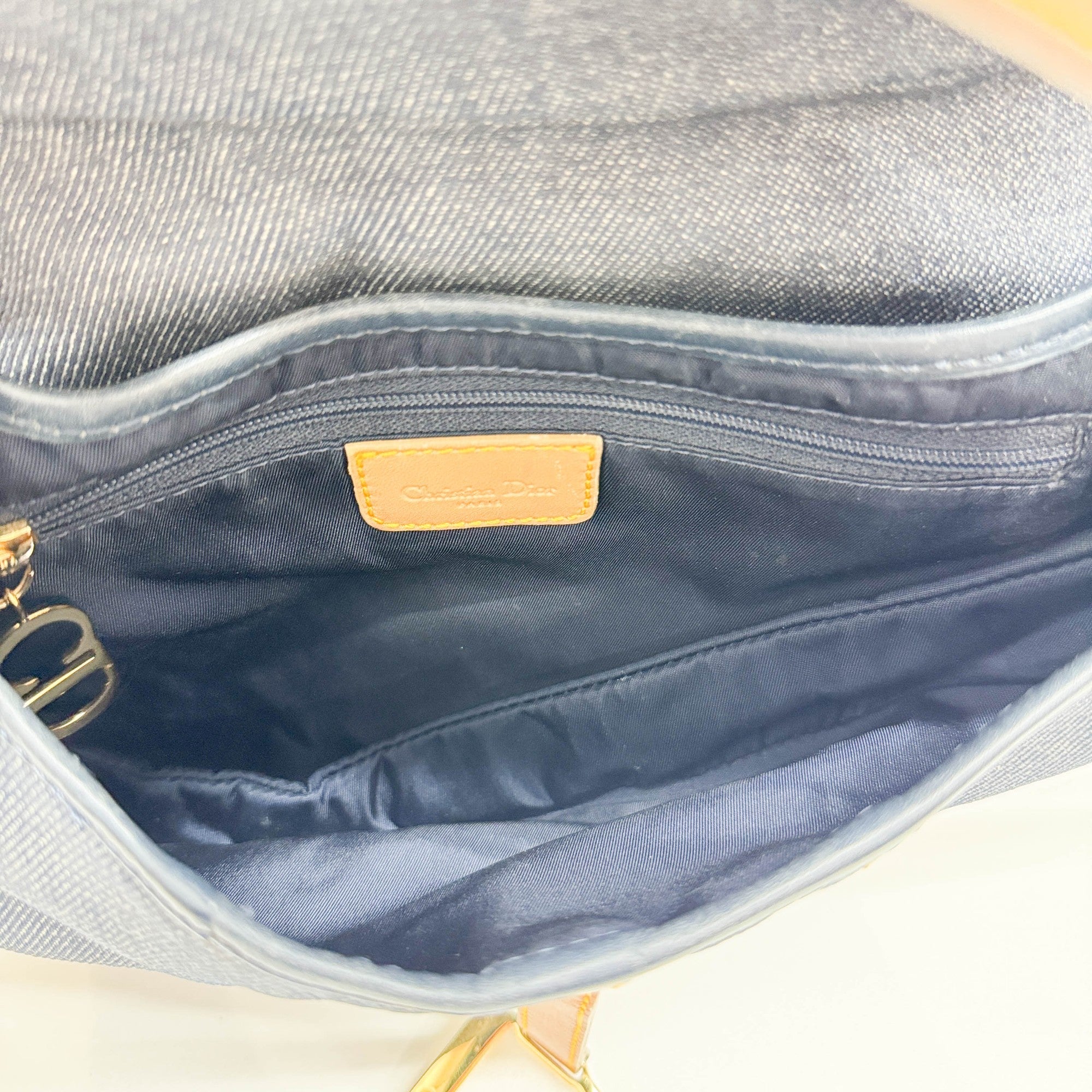 Saddle Blue Denim Shoulder Bag