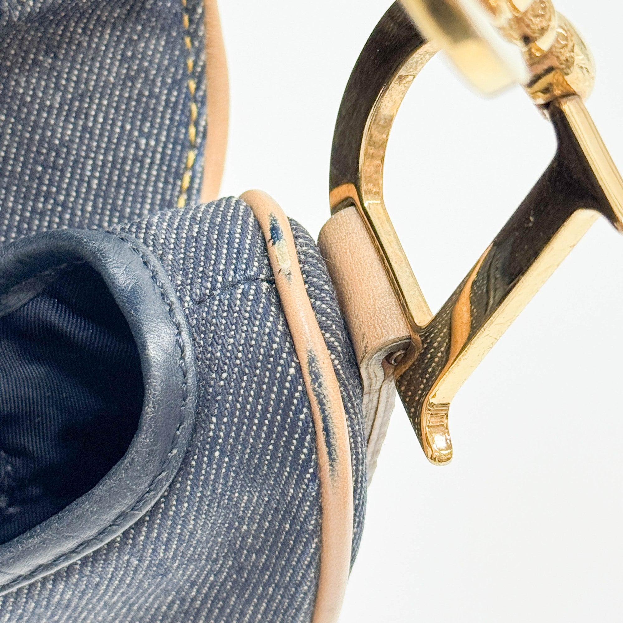 Saddle Blue Denim Shoulder Bag