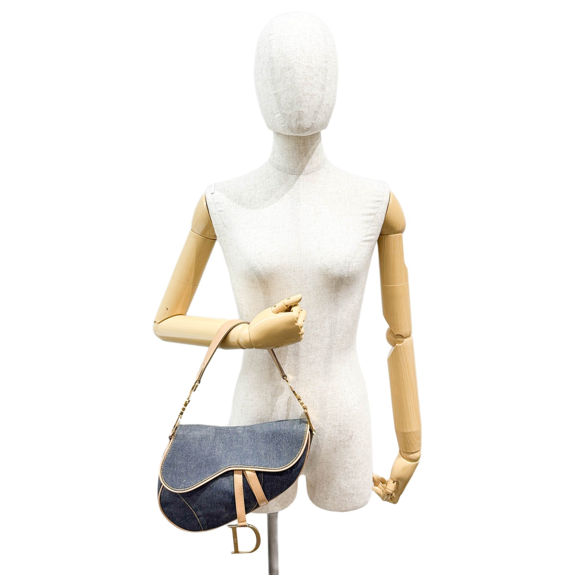 Saddle Blue Denim Shoulder Bag