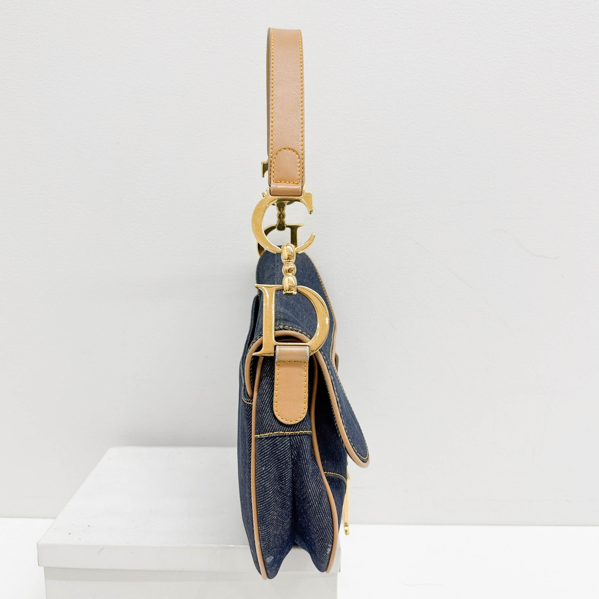 Saddle Blue Denim Shoulder Bag