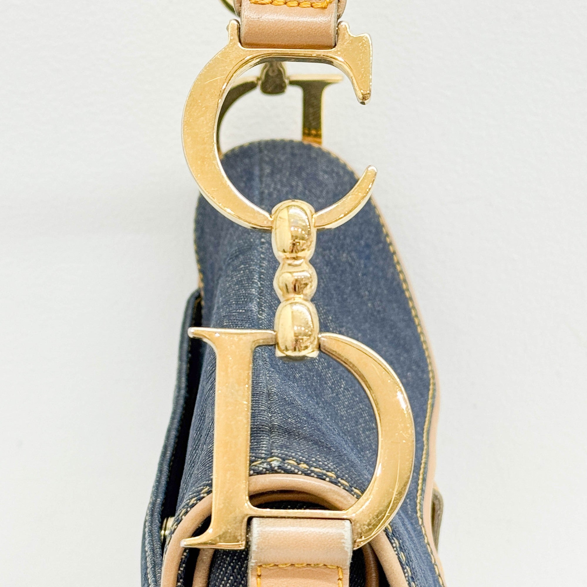 Saddle Blue Denim Shoulder Bag