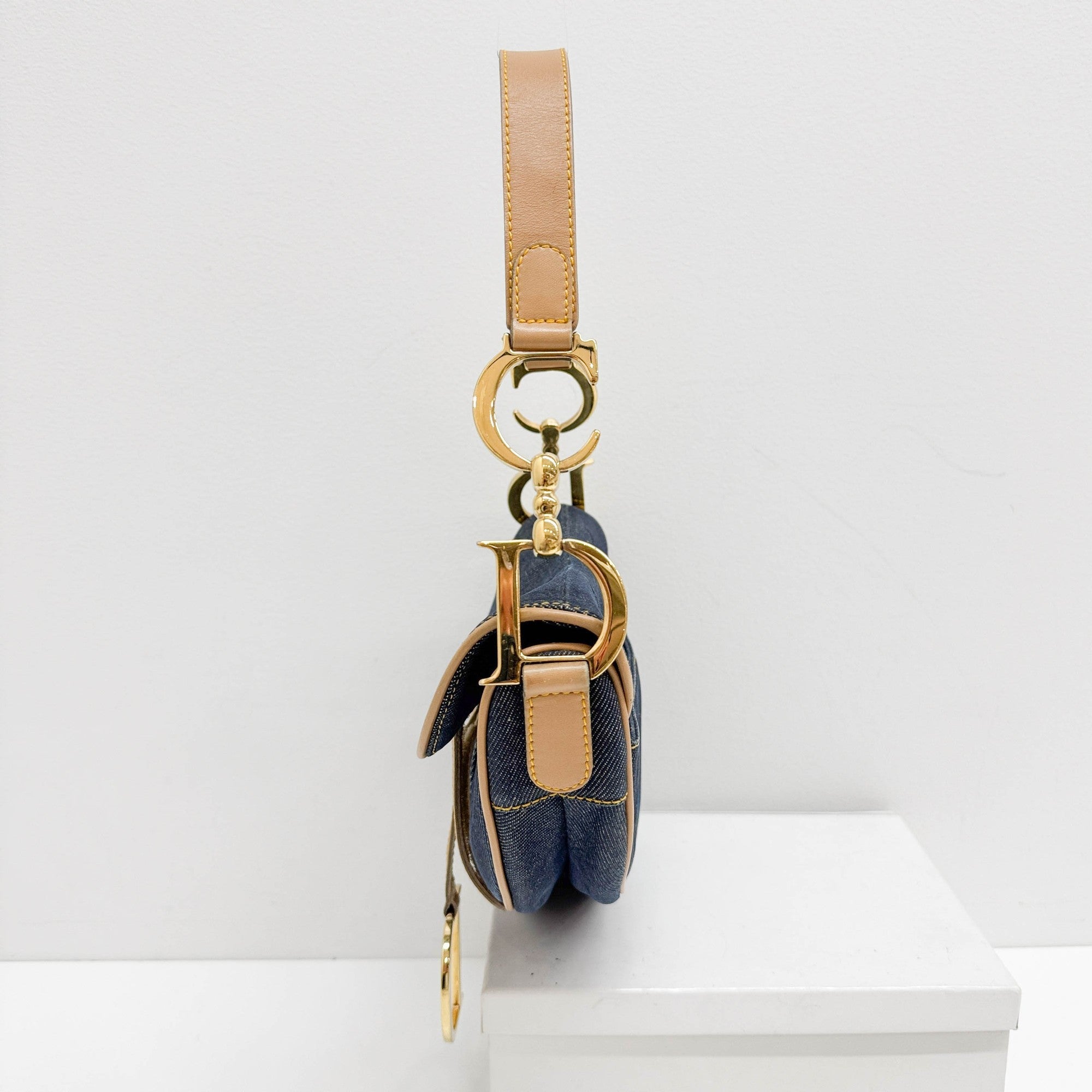 Saddle Blue Denim Shoulder Bag