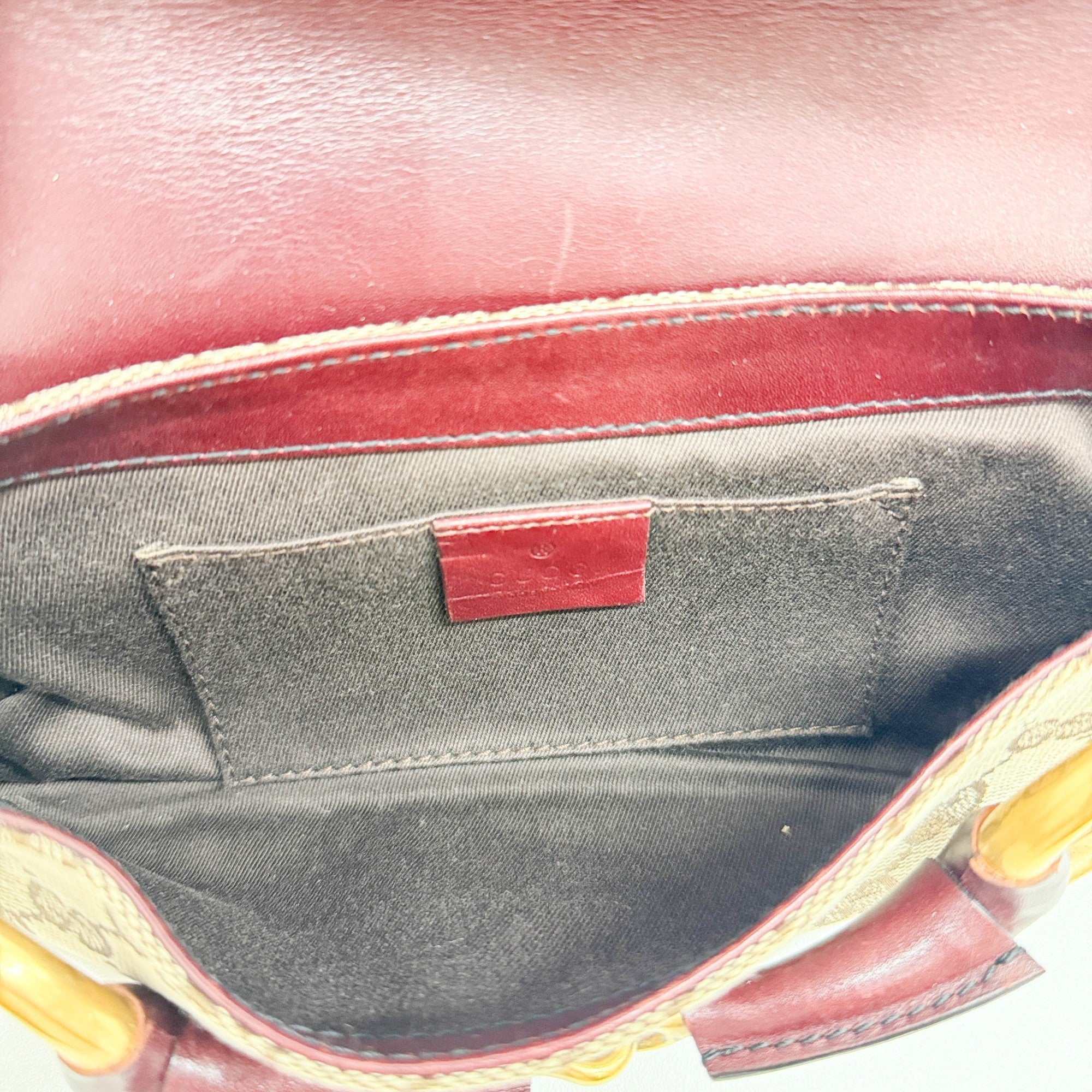 Horsebit Studded Bordeaux Trim Tan GG Canvas Shoulder Bag