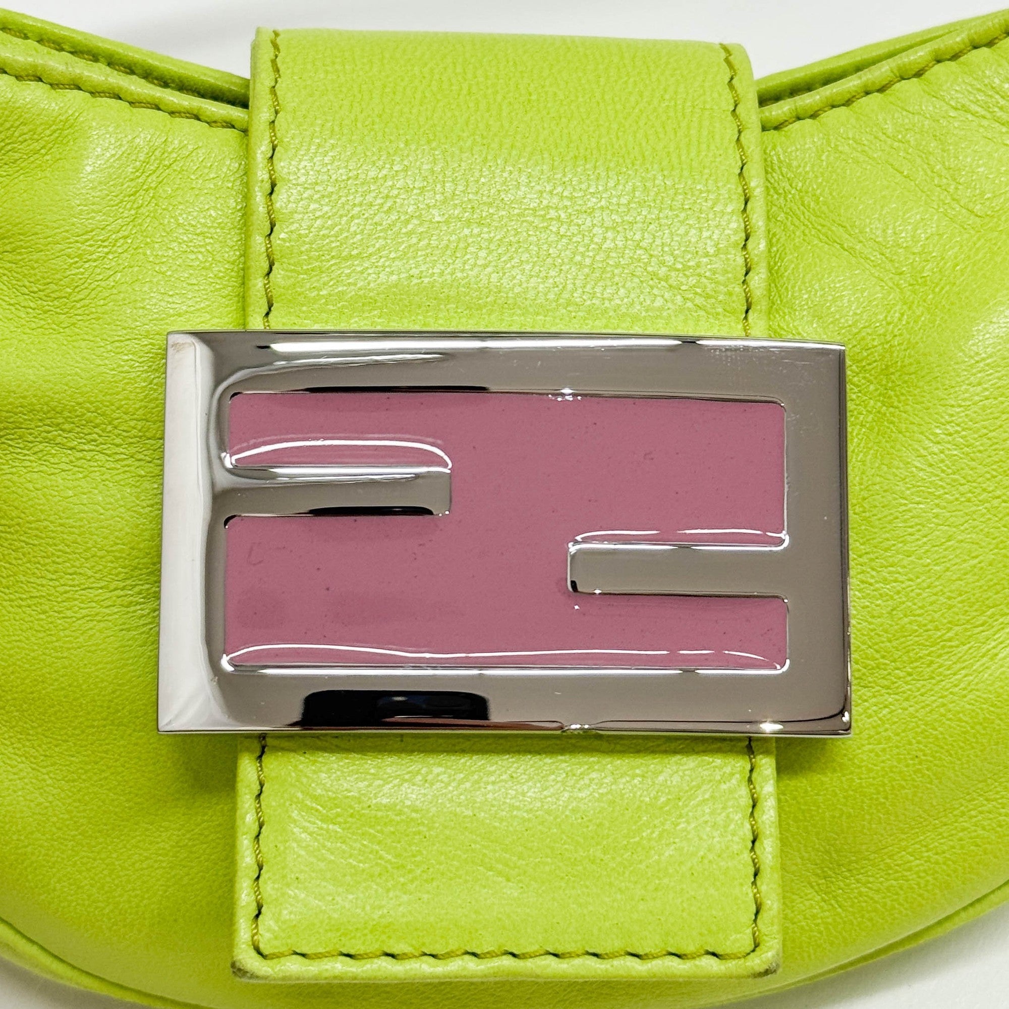 Mini Croissant Lime Leather Hand Bag