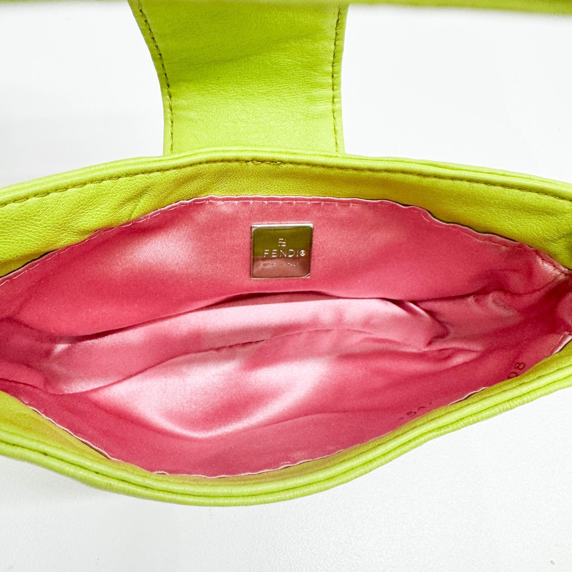 Mini Croissant Lime Leather Hand Bag