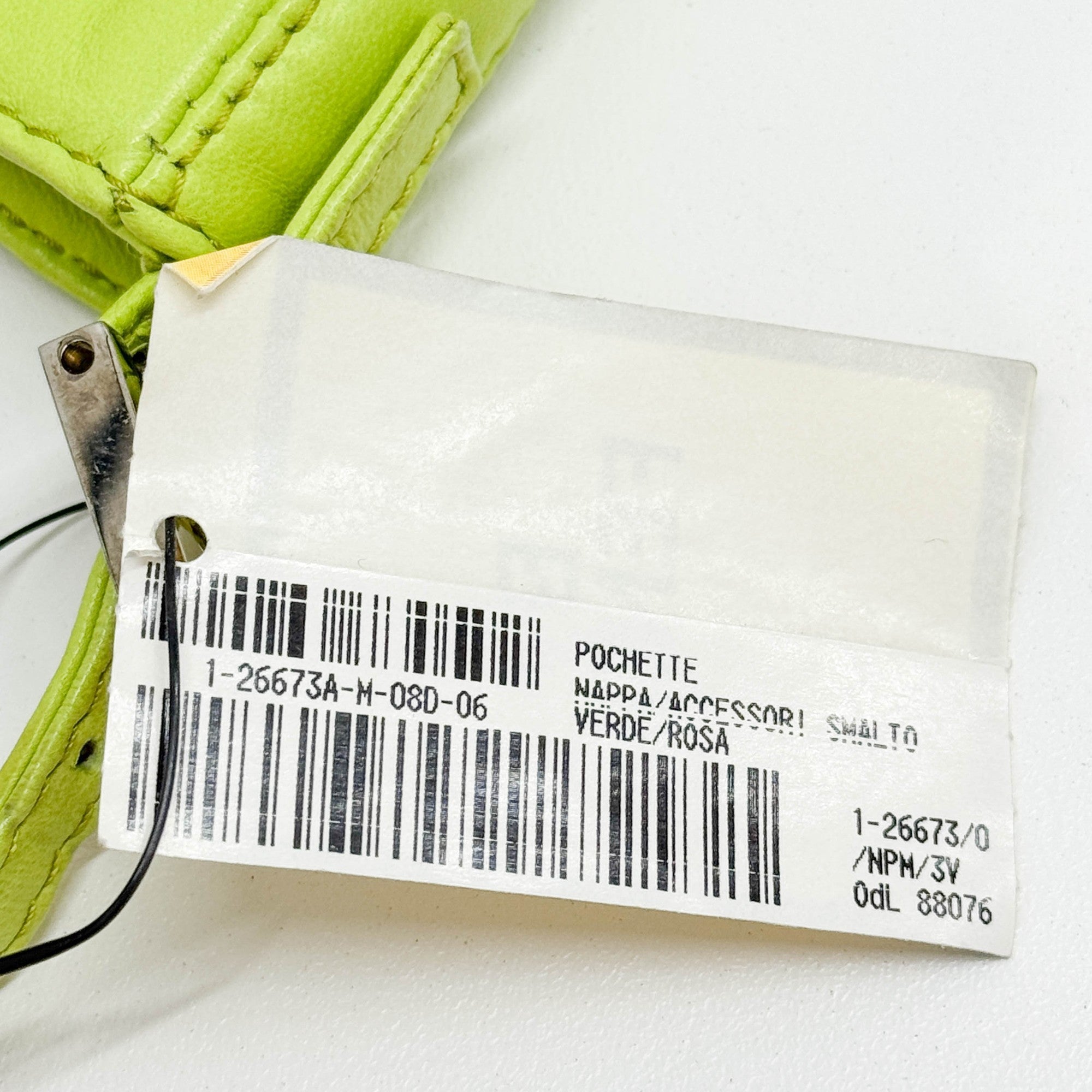 Mini Croissant Lime Leather Hand Bag