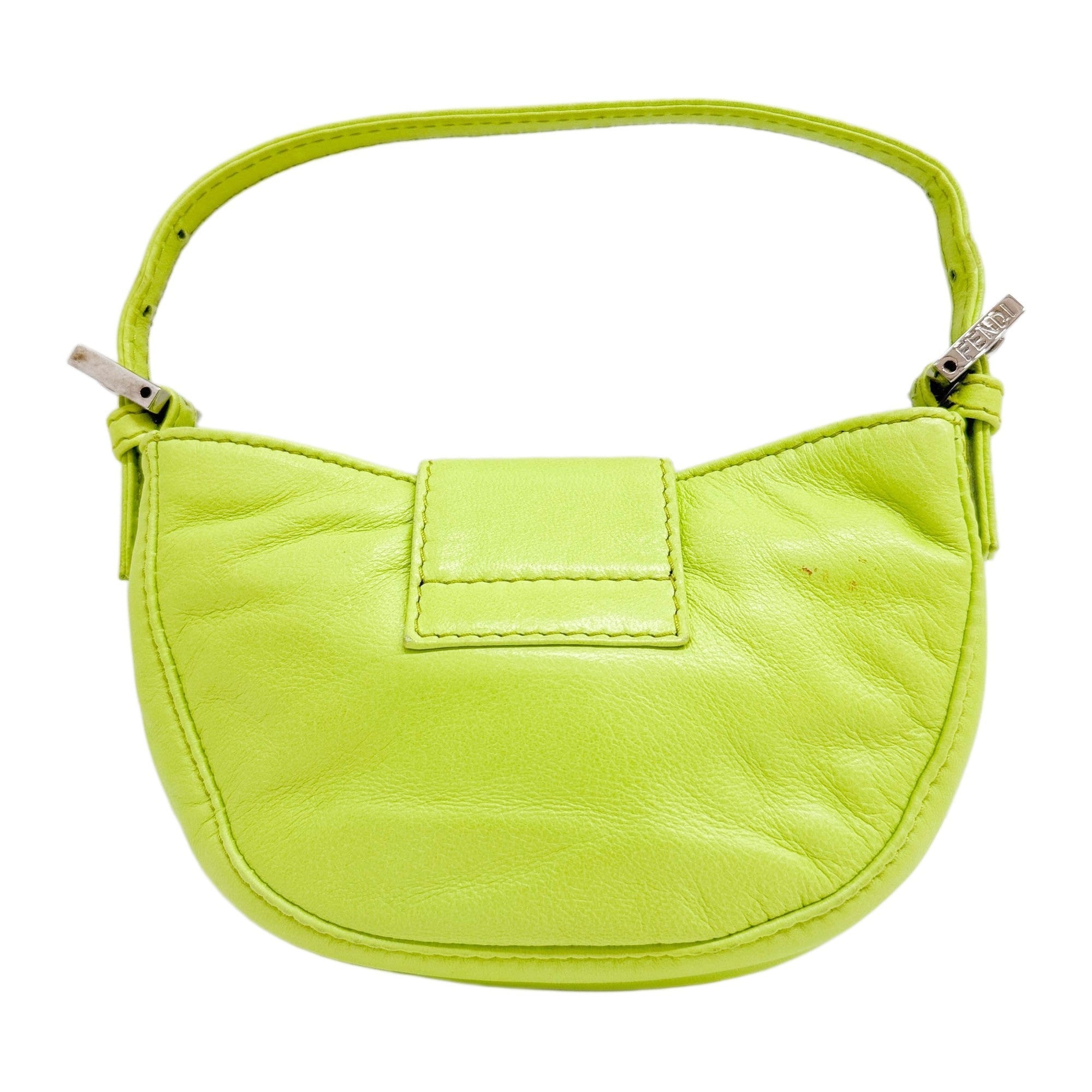 Mini Croissant Lime Leather Hand Bag