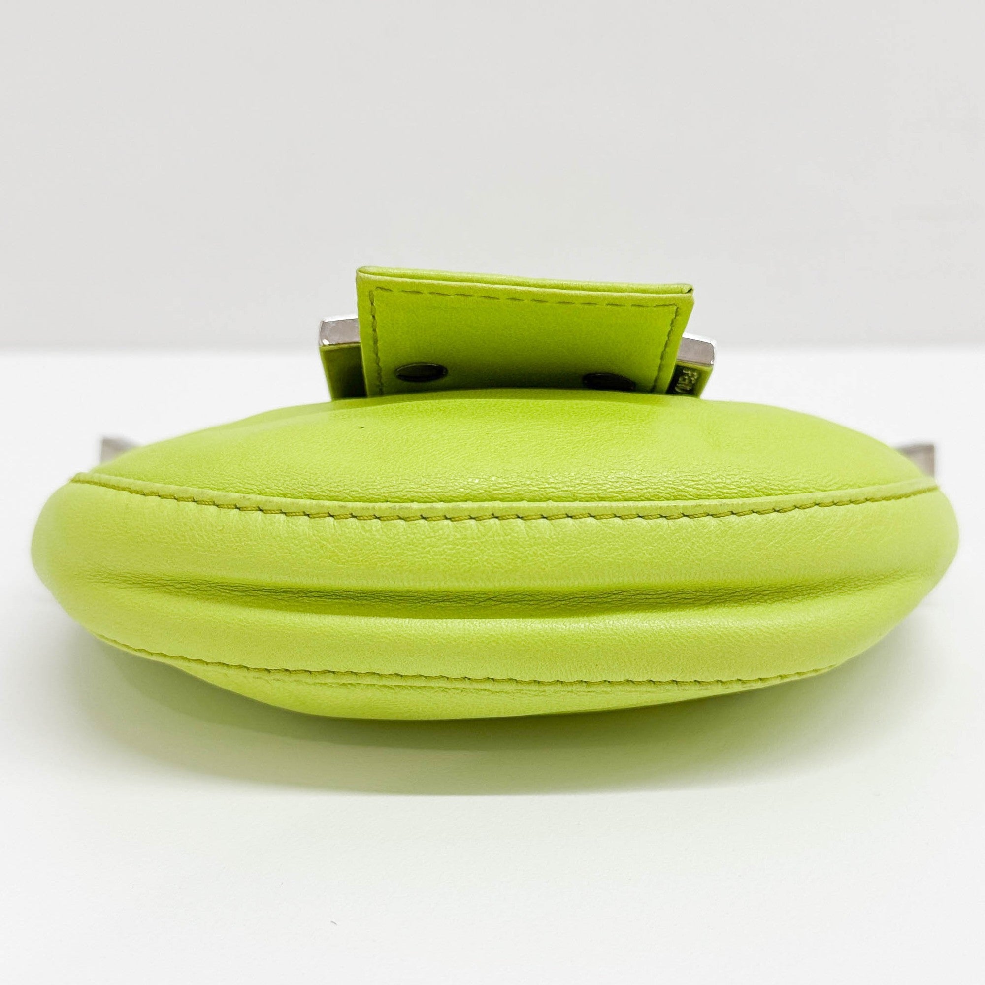 Mini Croissant Lime Leather Hand Bag