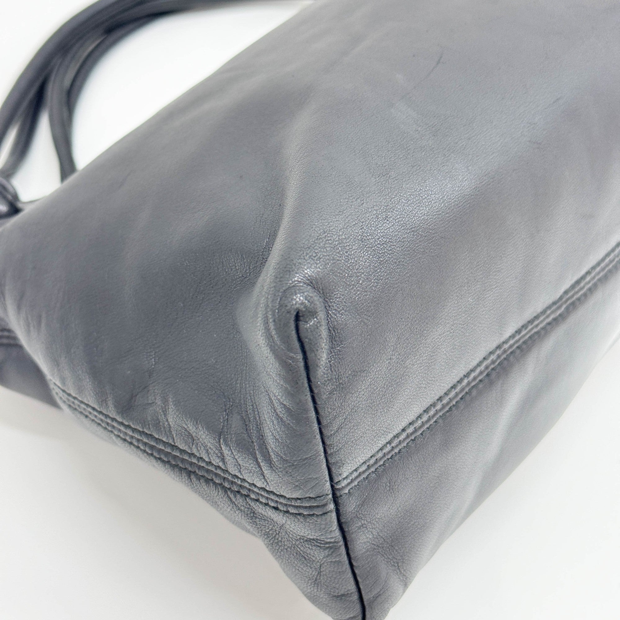 Anagram Black Leather Shoulder Bag