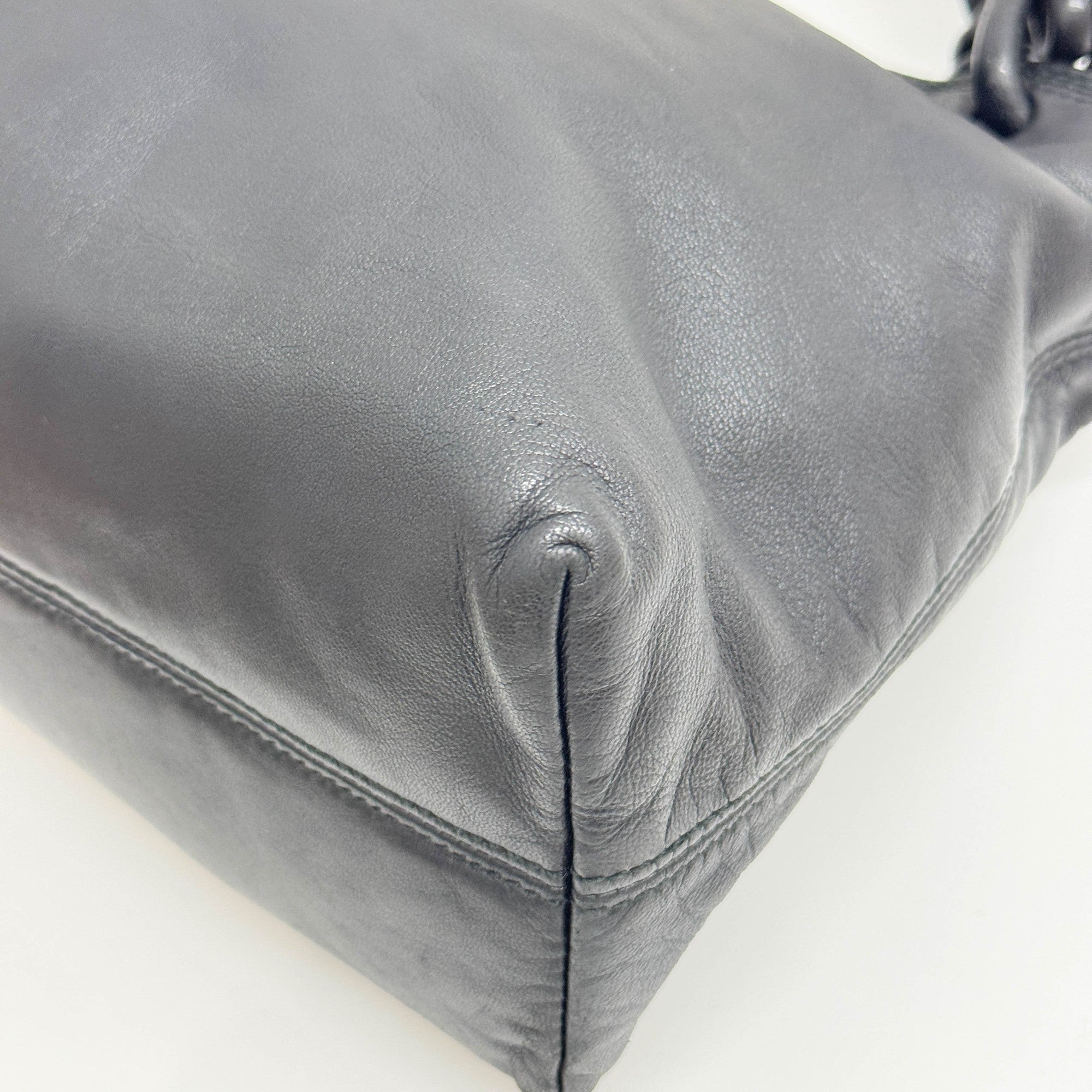 Anagram Black Leather Shoulder Bag