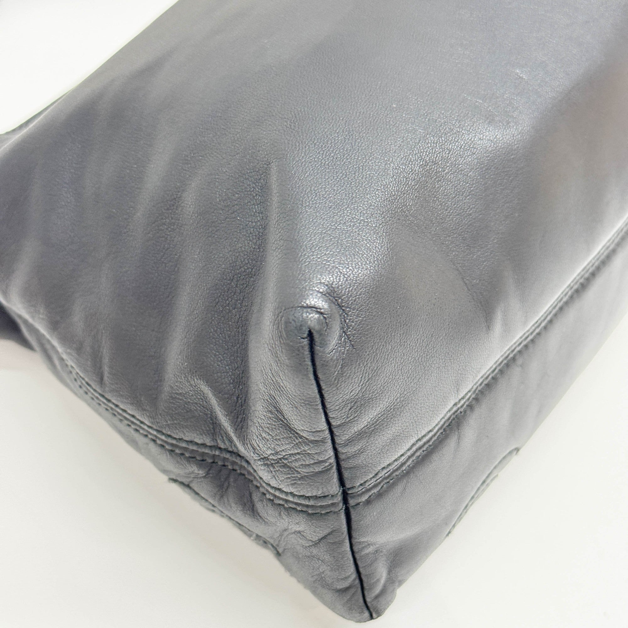 Anagram Black Leather Shoulder Bag