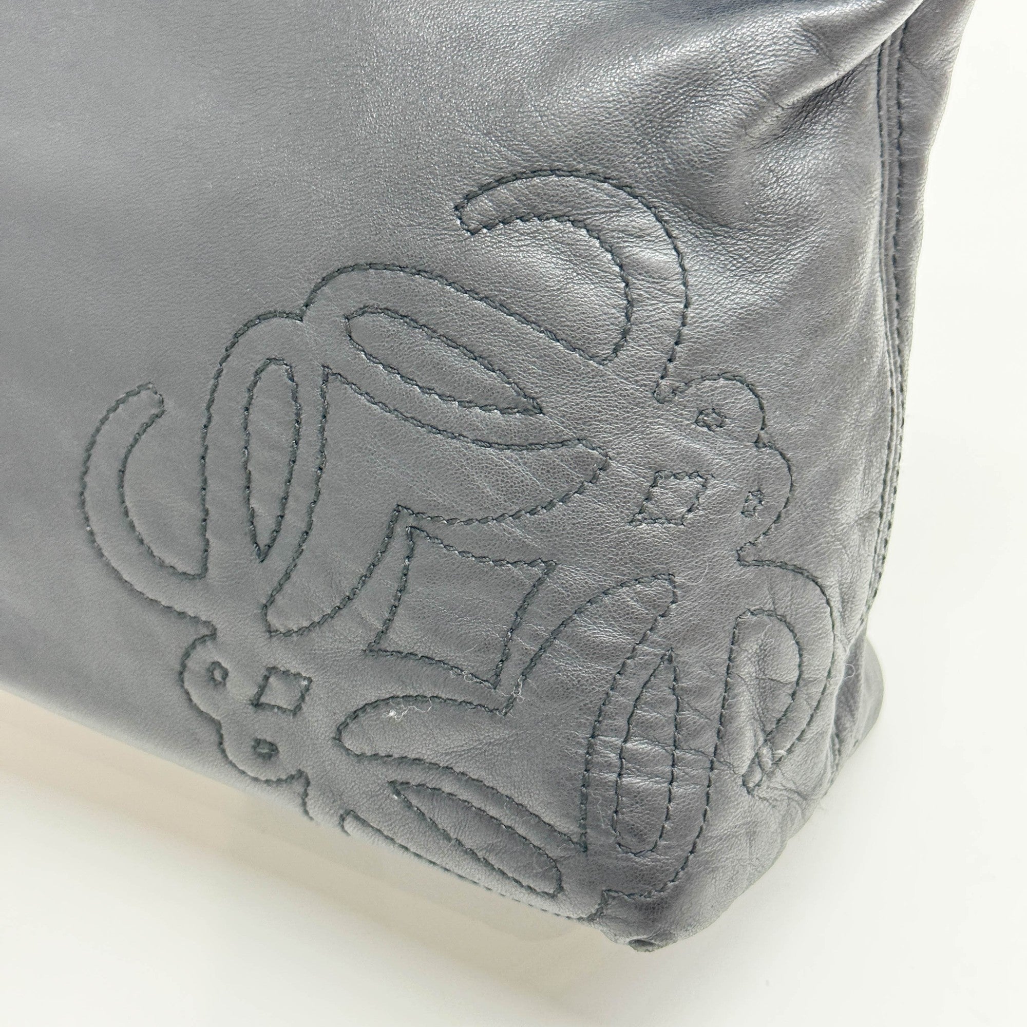 Anagram Black Leather Shoulder Bag