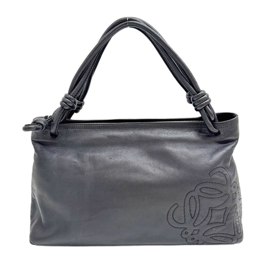 Anagram Black Leather Shoulder Bag