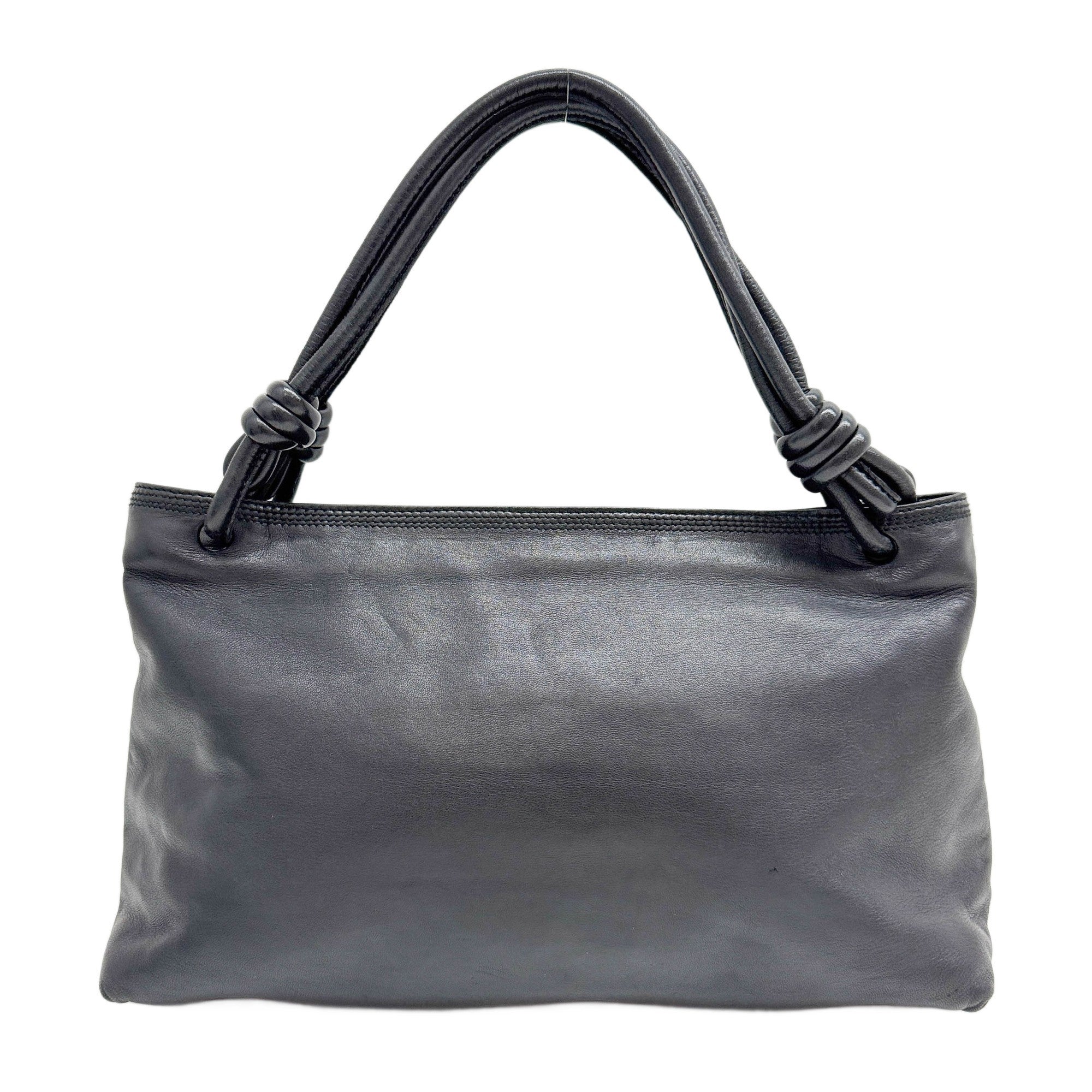 Anagram Black Leather Shoulder Bag