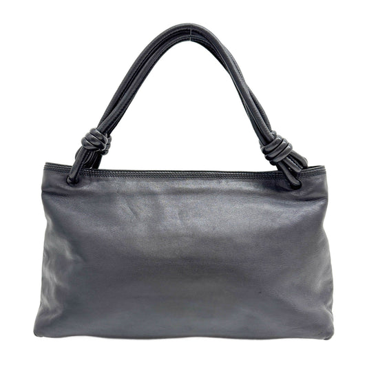 Anagram Black Leather Shoulder Bag