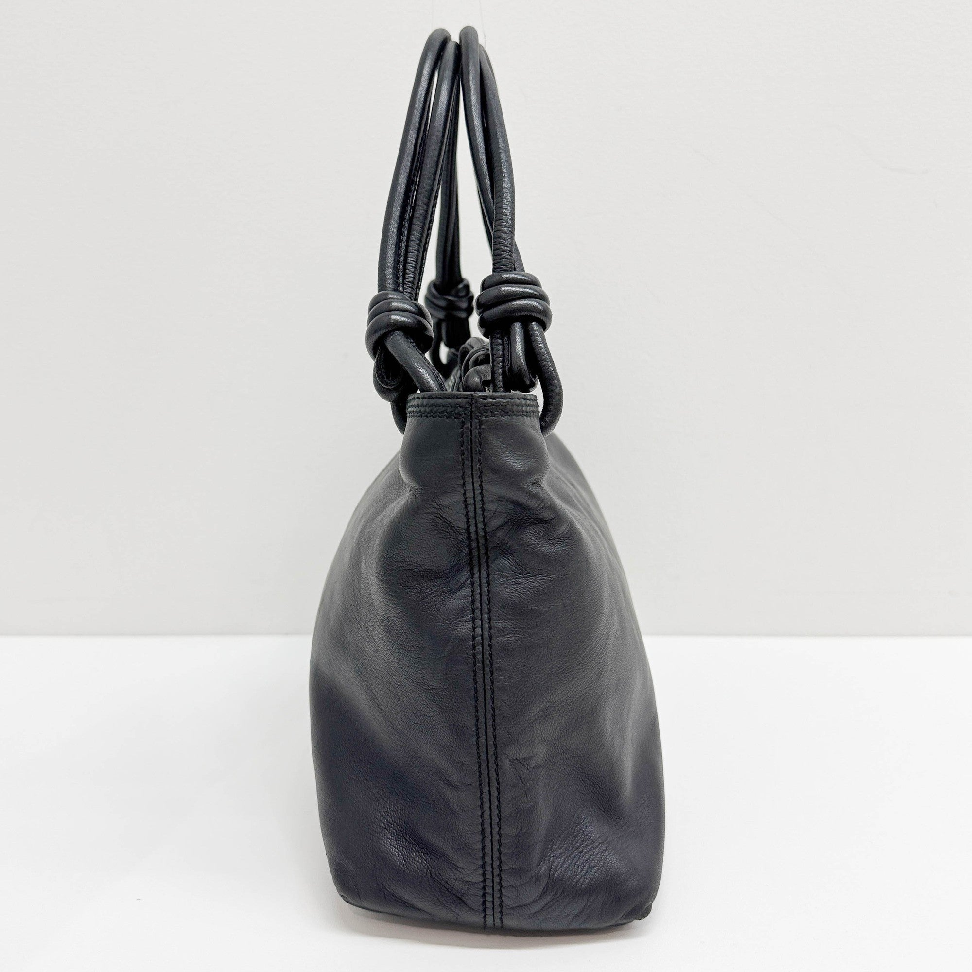 Anagram Black Leather Shoulder Bag
