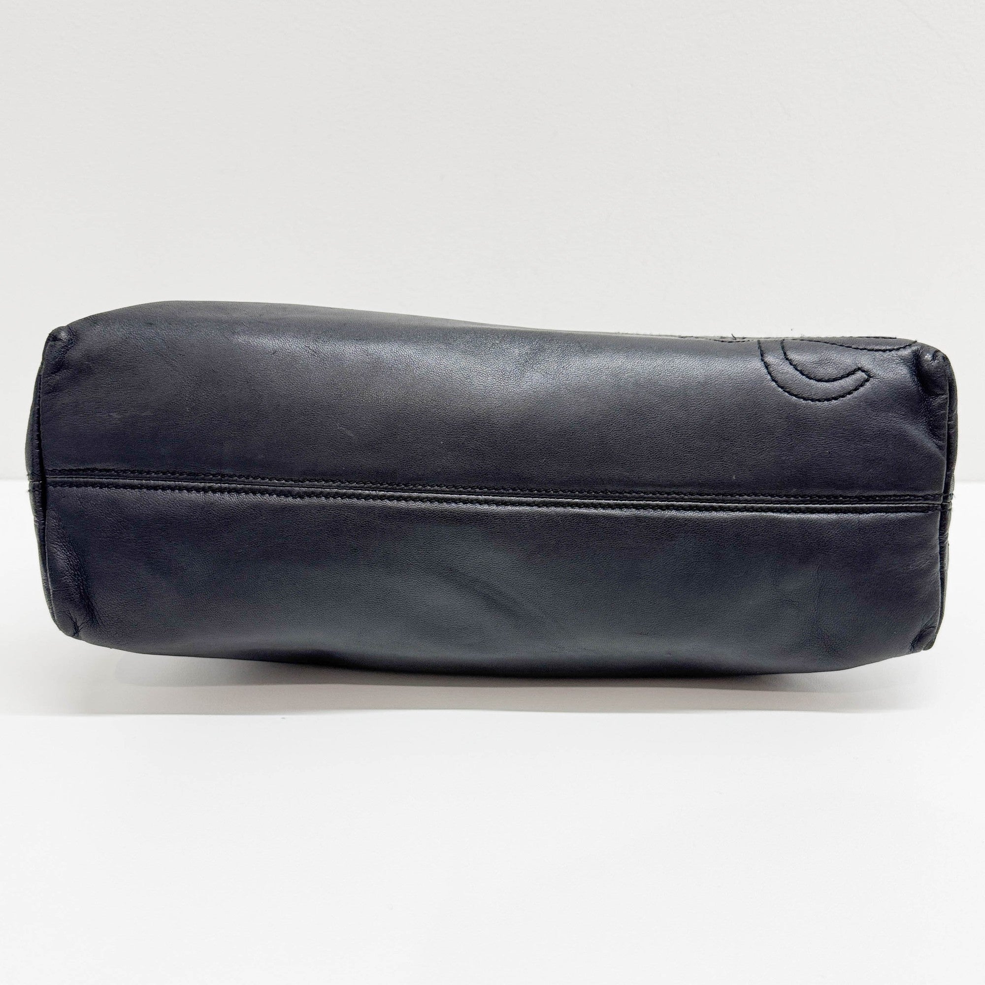 Anagram Black Leather Shoulder Bag