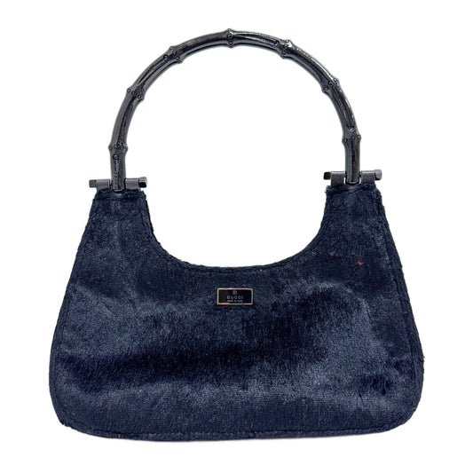 Bamboo Black Fur Shoulder Bag