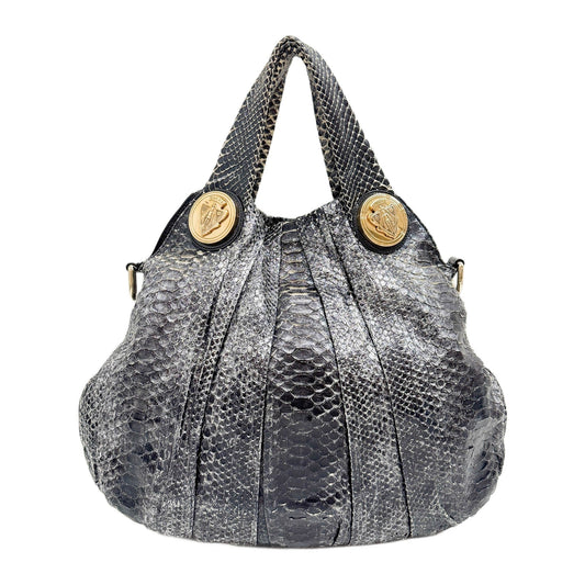 Hysteria Black Python Embossed Leather Two Way Bag