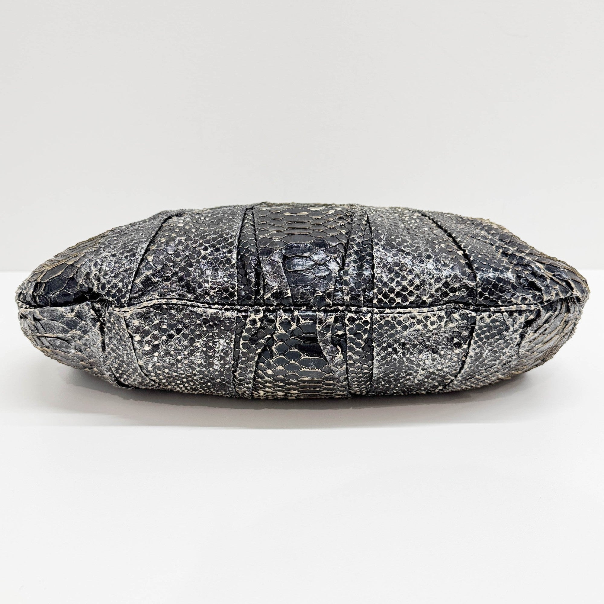 Hysteria Black Python Embossed Leather Two Way Bag