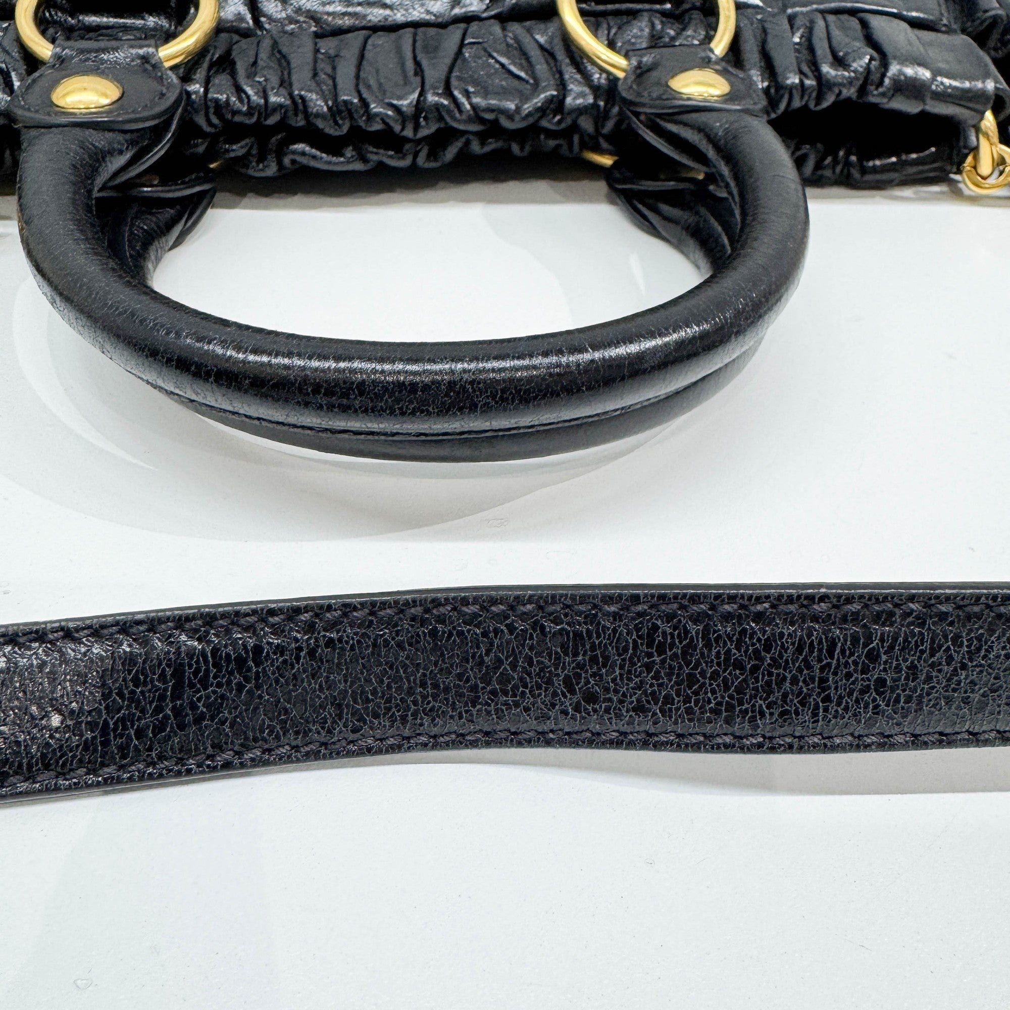 Vitello Black Leather Two Way Bag