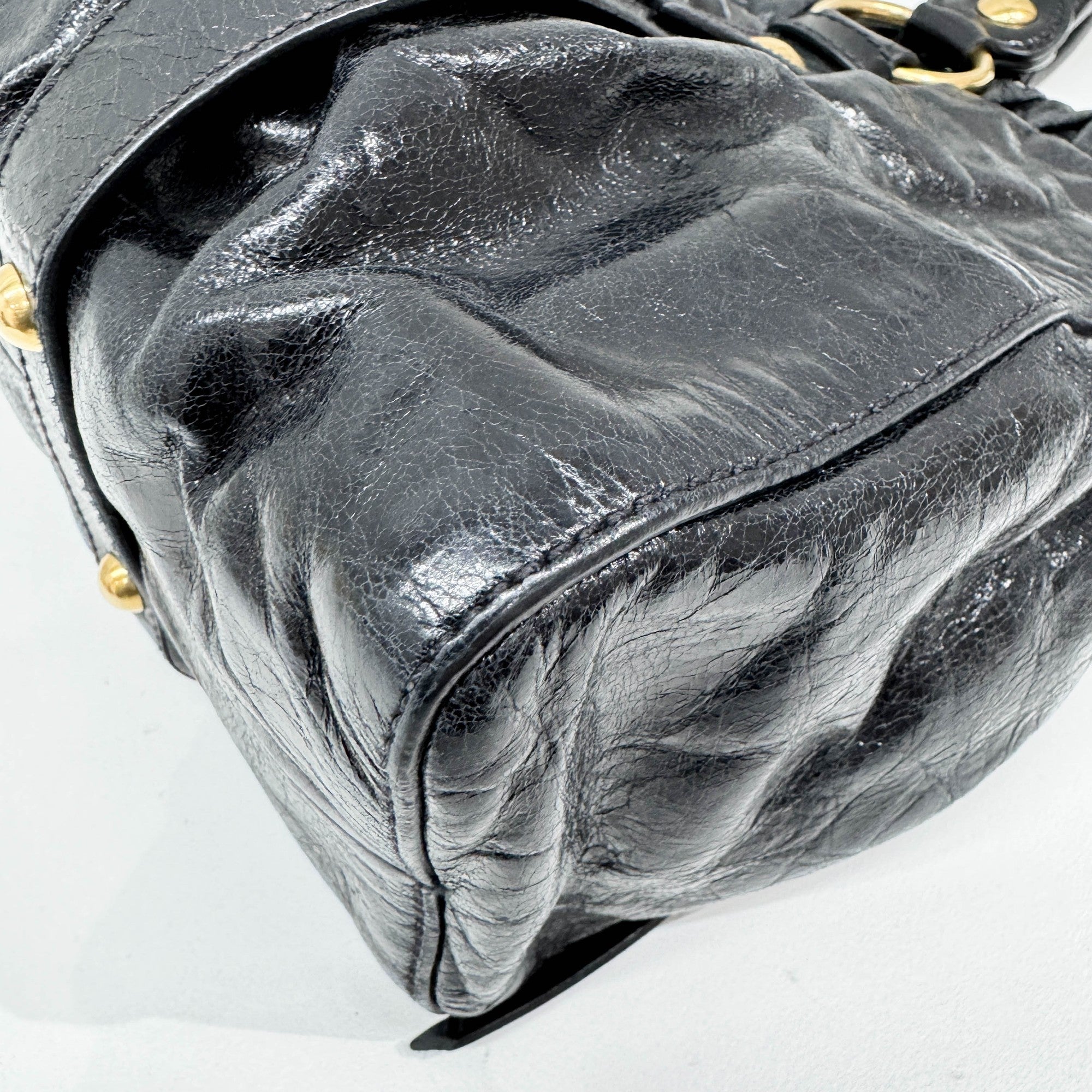 Vitello Black Leather Two Way Bag