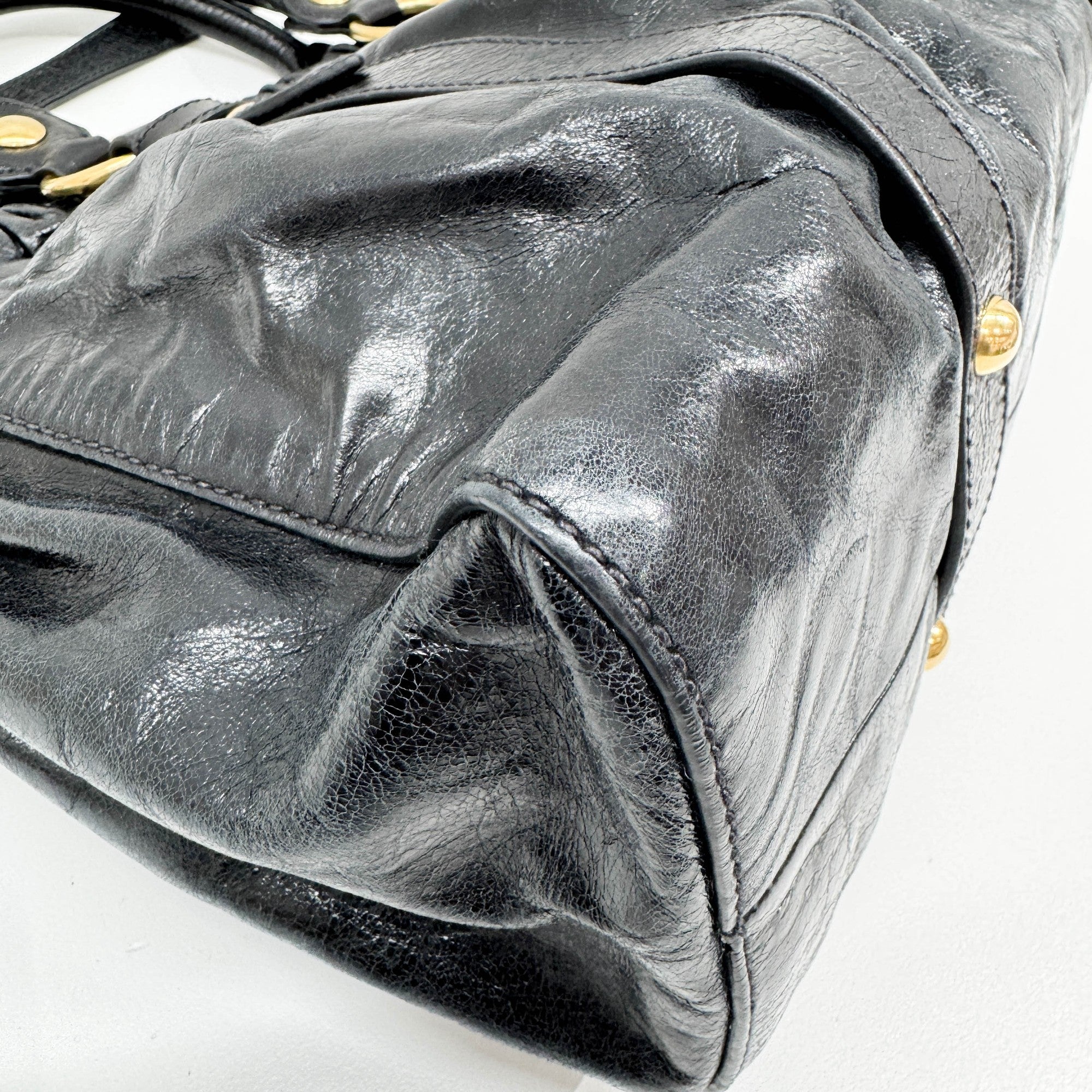 Vitello Black Leather Two Way Bag