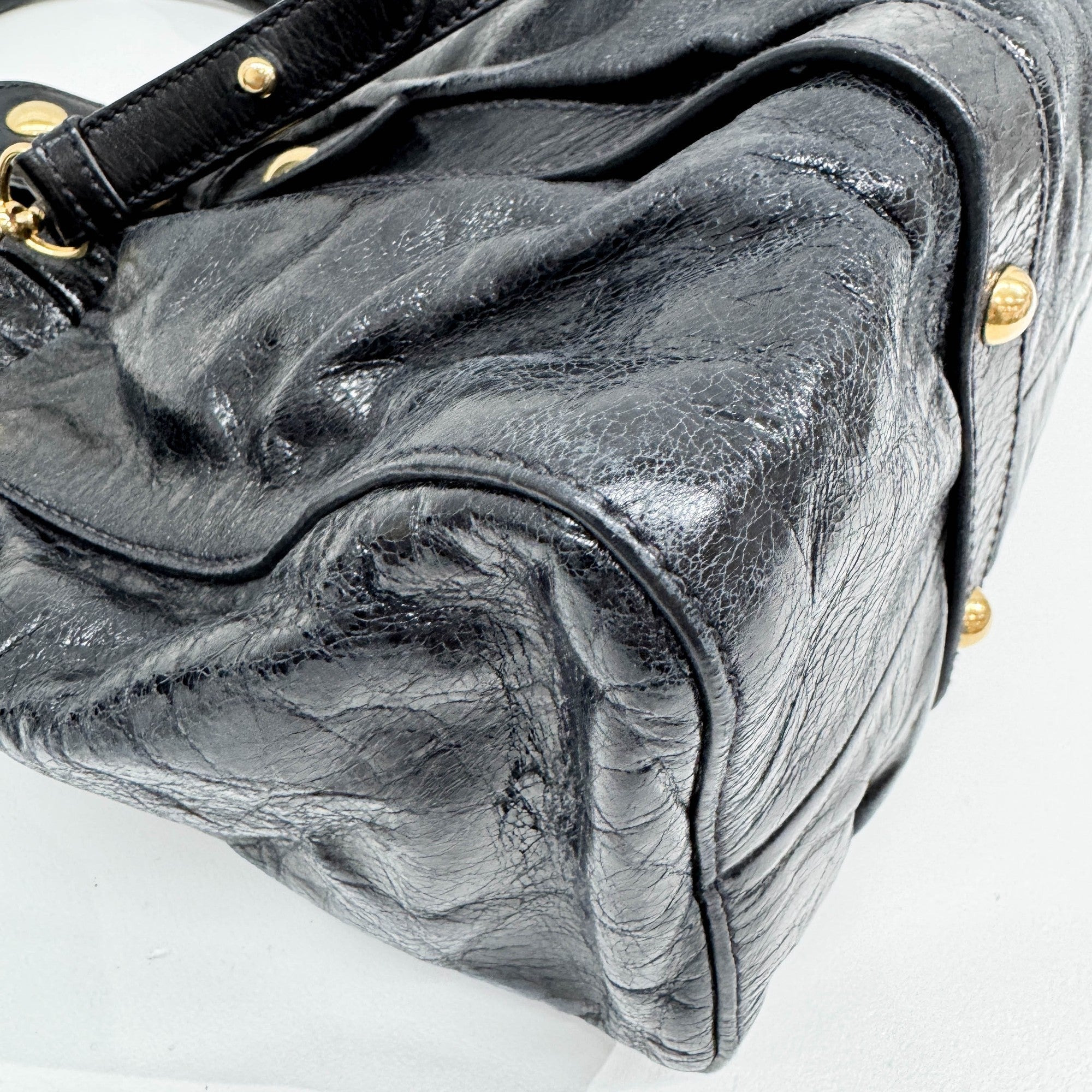 Vitello Black Leather Two Way Bag