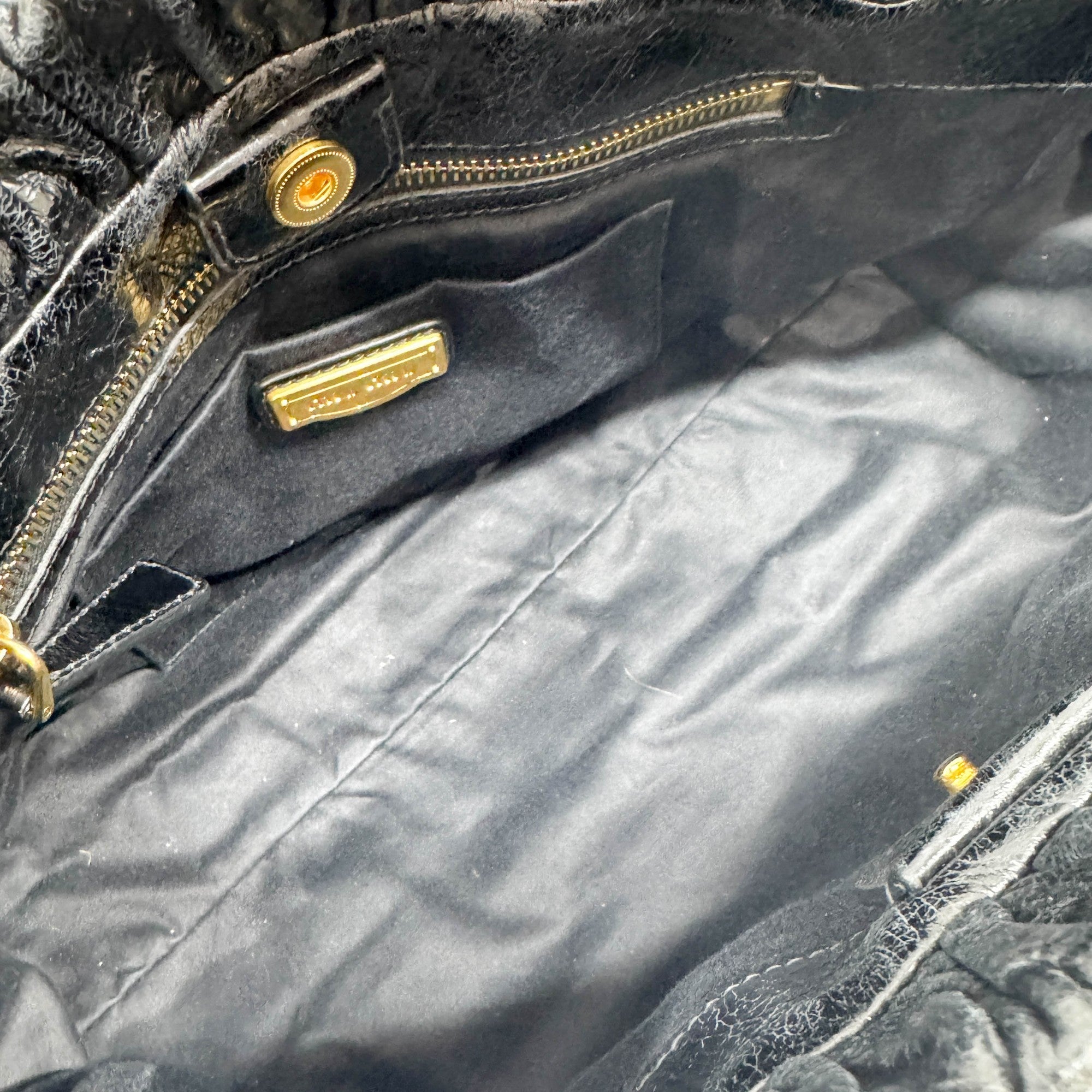 Vitello Black Leather Two Way Bag