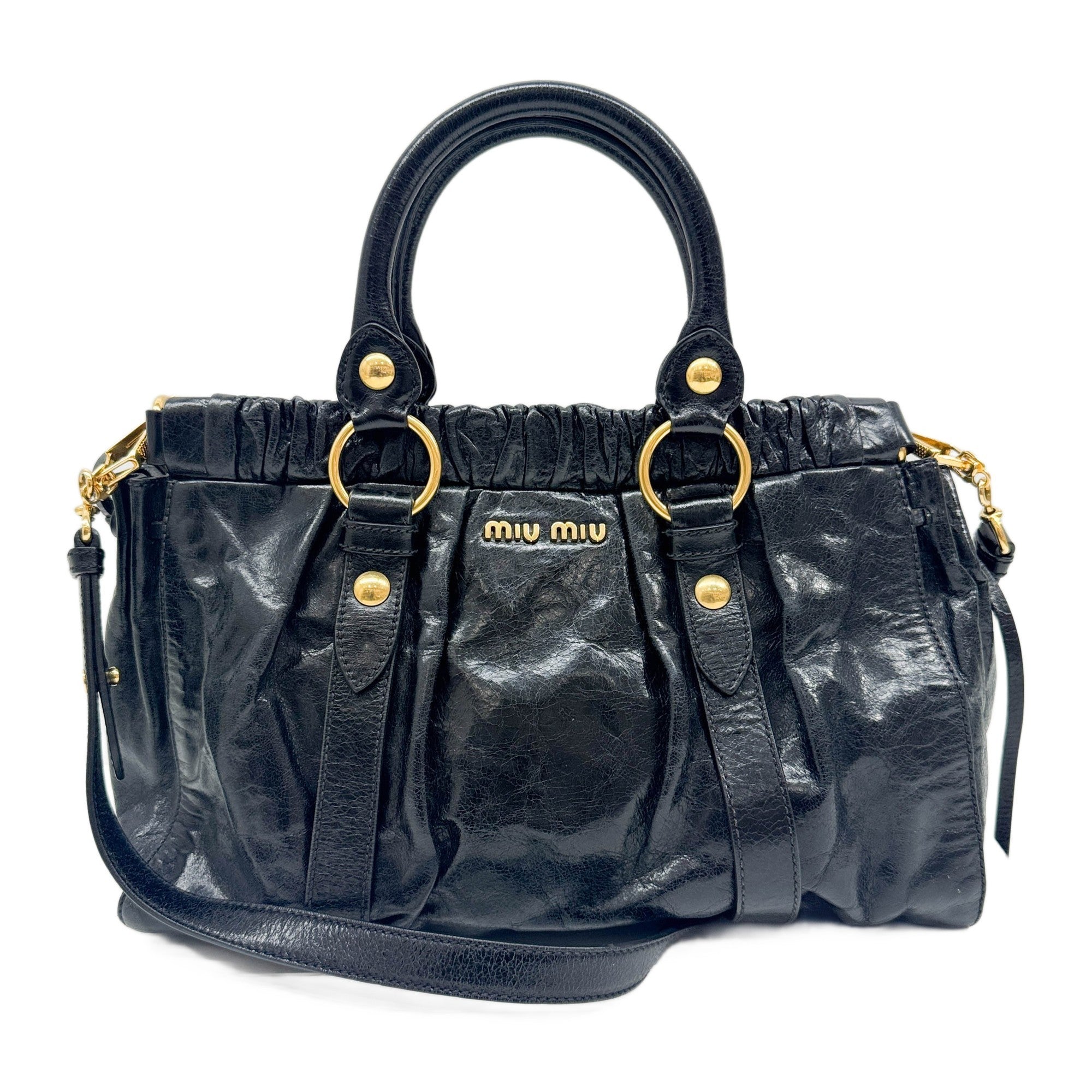 Vitello Black Leather Two Way Bag