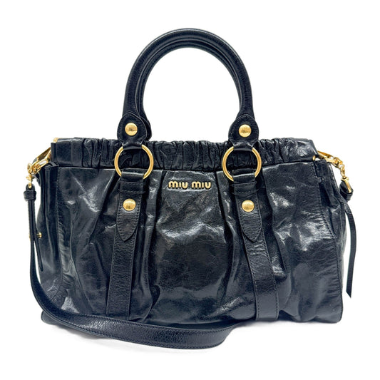 Vitello Black Leather Two Way Bag