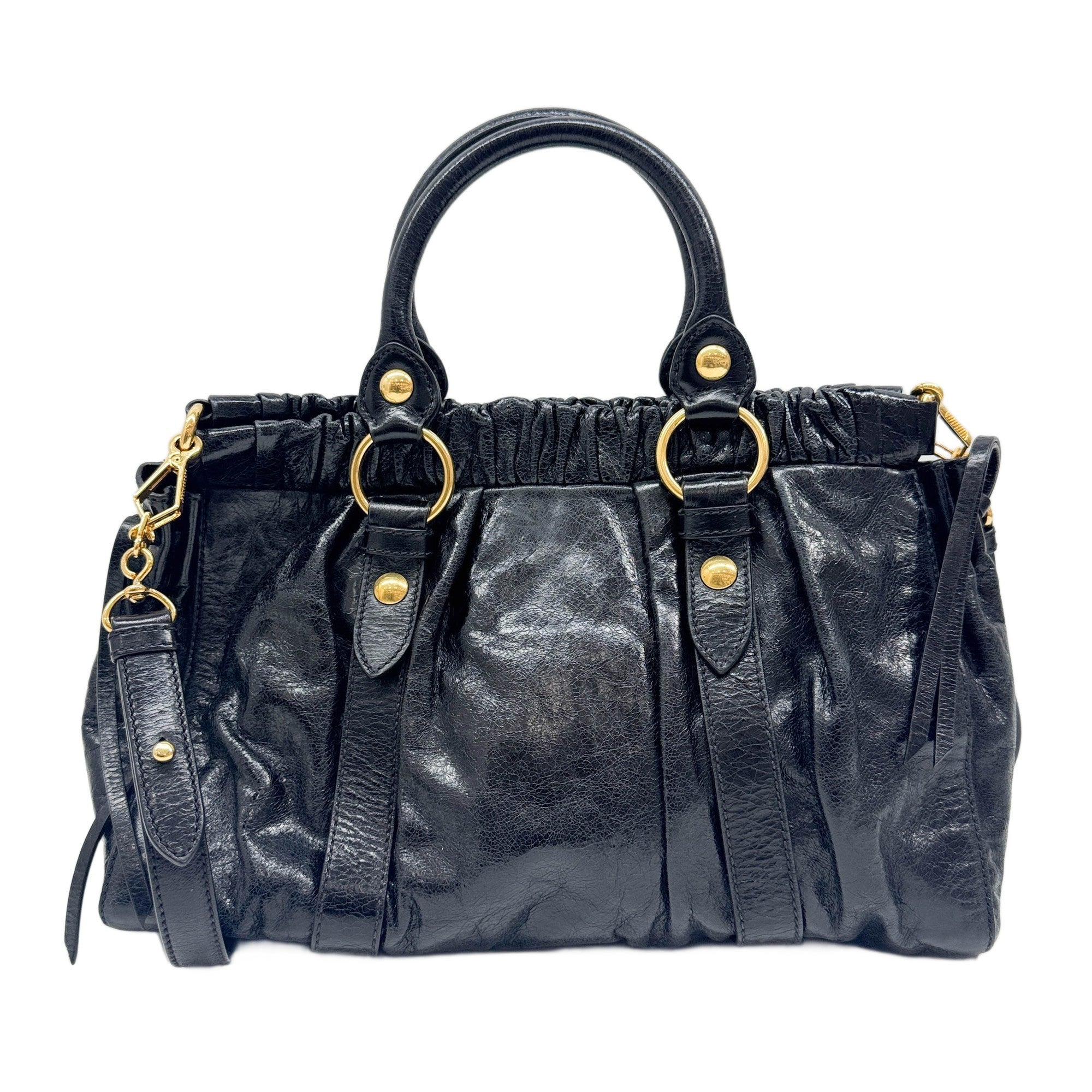 Vitello Black Leather Two Way Bag