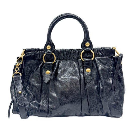 Vitello Black Leather Two Way Bag