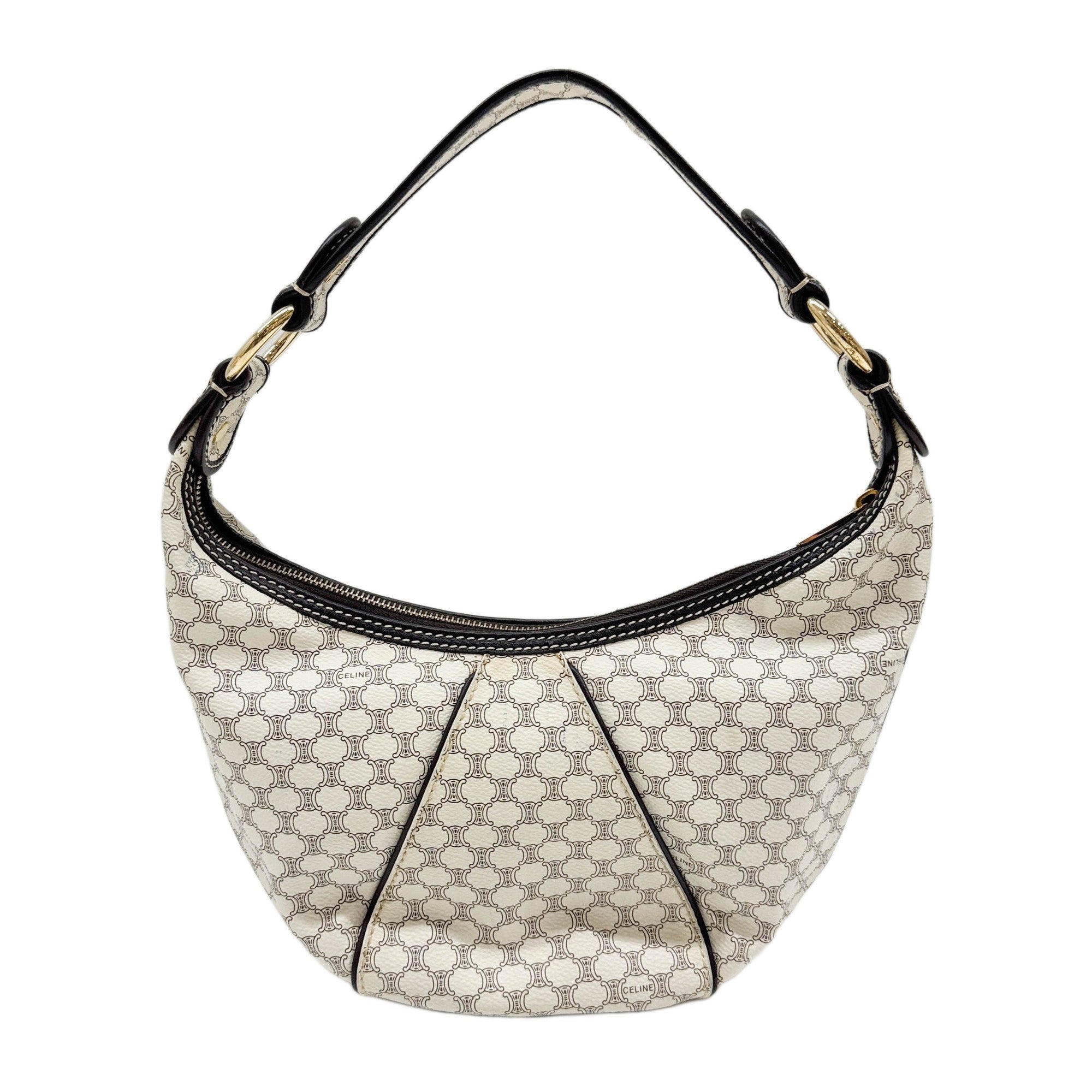 White Macadam Triomphe Leather Hobo Bag