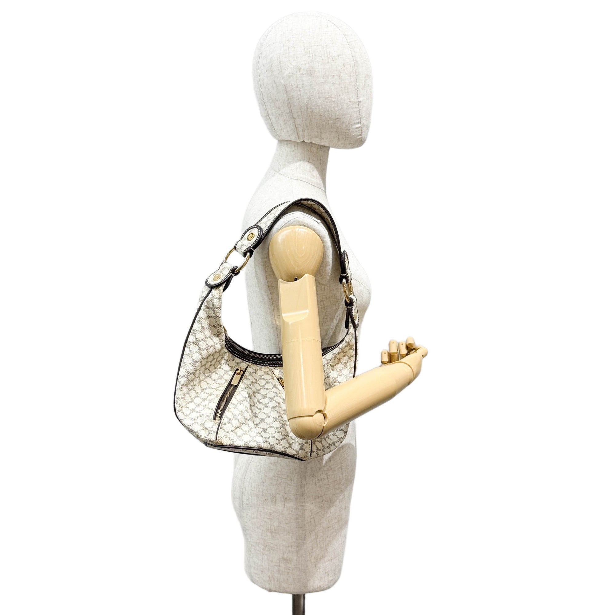 White Macadam Triomphe Leather Hobo Bag