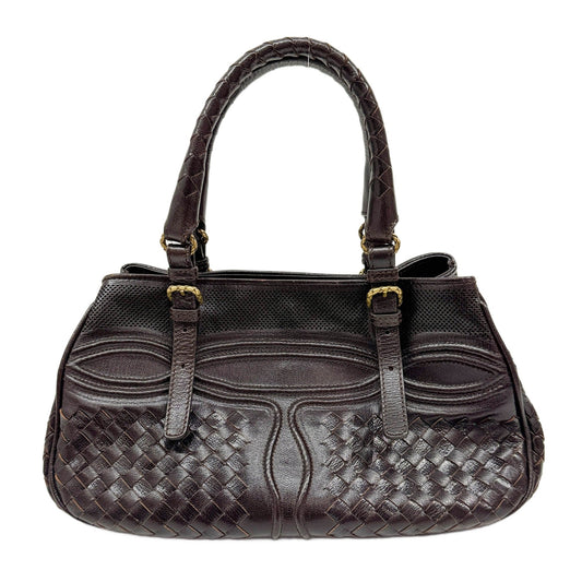 Brown Intrecciato Leather Shoulder Bag