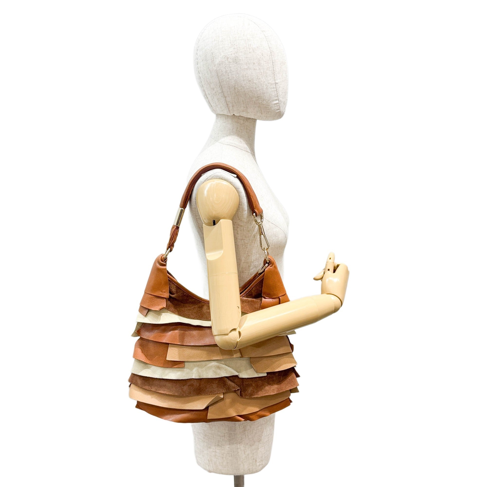 Saint Tropez Brown Leather & Suede Shoulder Bag